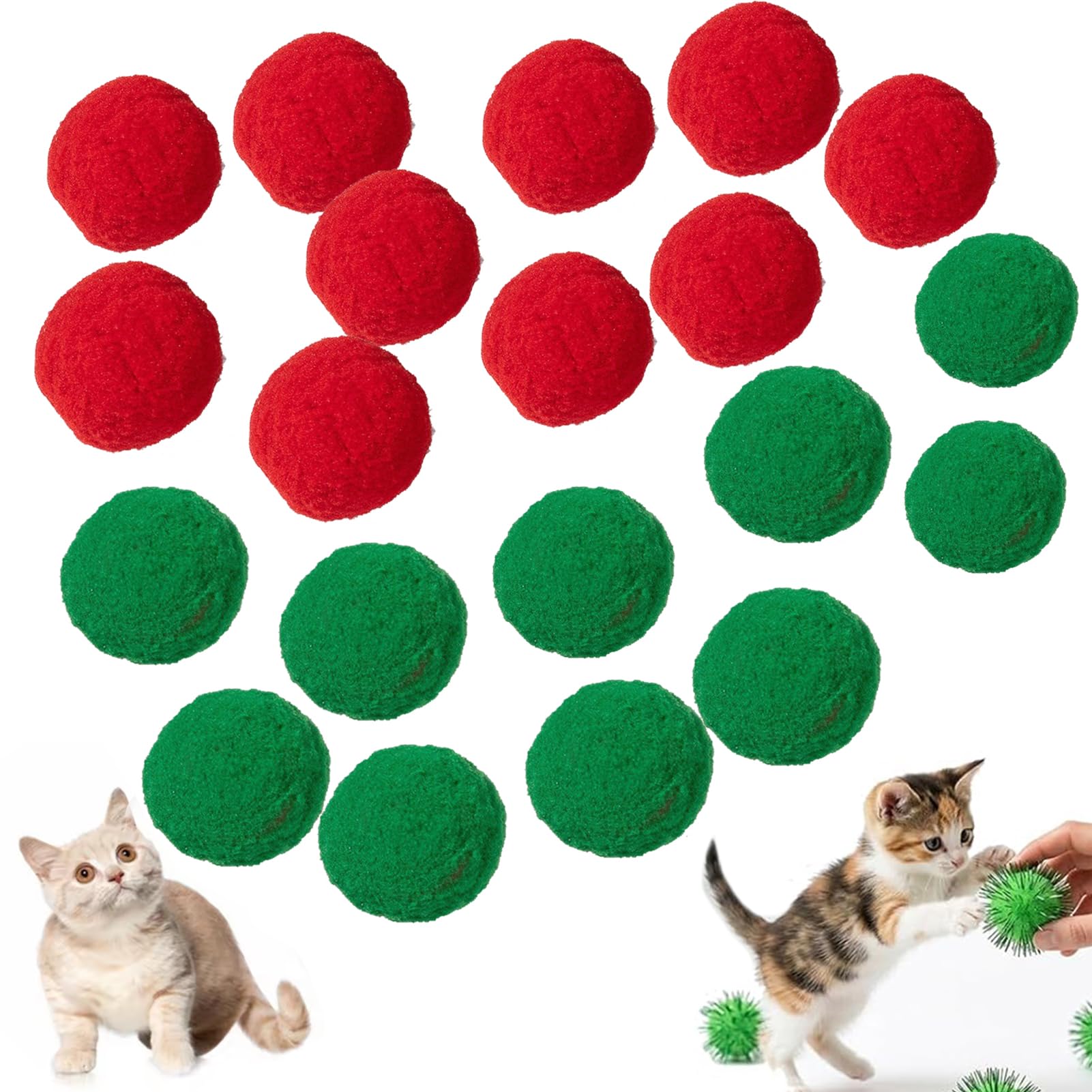 ZUICC 20PCS Green Puff Ball Cat Toy, Cat Balls, Interactive Cat Toys for Indoor Play，B