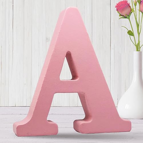 AOCEAN Letras de madera rosa de 8 pulgadas, letras de madera sin terminar para decoración de pared, letras decorativas de pie en rodajas, decoración