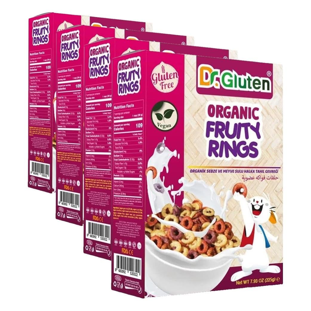 Dr. Gluten Organik Glutensiz Sebze ve Meyve Sulu Halka Tahıl Gevreği (4 paketi)