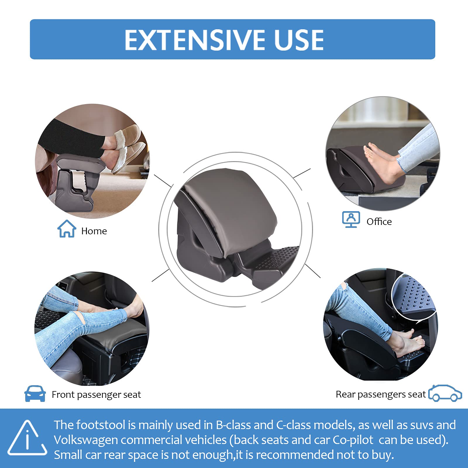 Scalebeard Under Desk Footrest Ergonomic Footrest Angle Height Adjustable Foot Rest with 3 Functional Modes & Massage,Max 120 Pounds Load for Office,Under Desk,Car,Home(Gray)