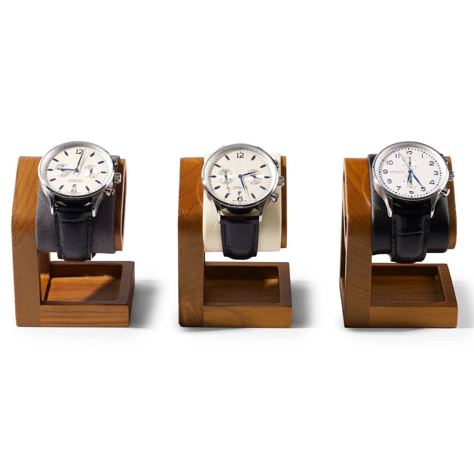 Oirlv Semplice Legno Massiccio Supporto per Orologio, Portaorologi In Legno,Portaorologi(Nero)
