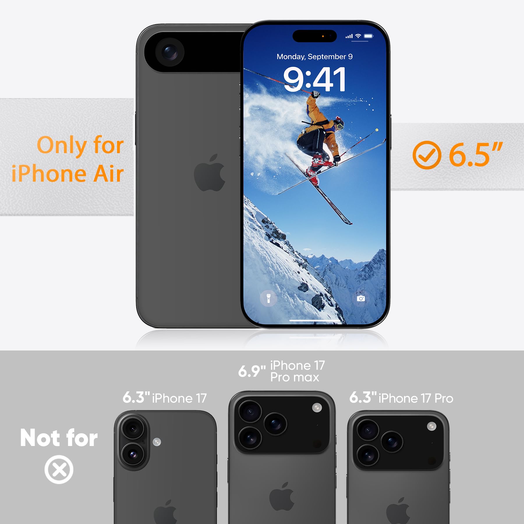 GOODVISH 3 in 1 Silicone Cover per iPhone Air 6.5", Custodia con 2x Vetro Temperato [Pulsante Controllo Fotocamera] 360° Protezione Anticaduta Case per Cellulare Antiurto Resistente, Nero