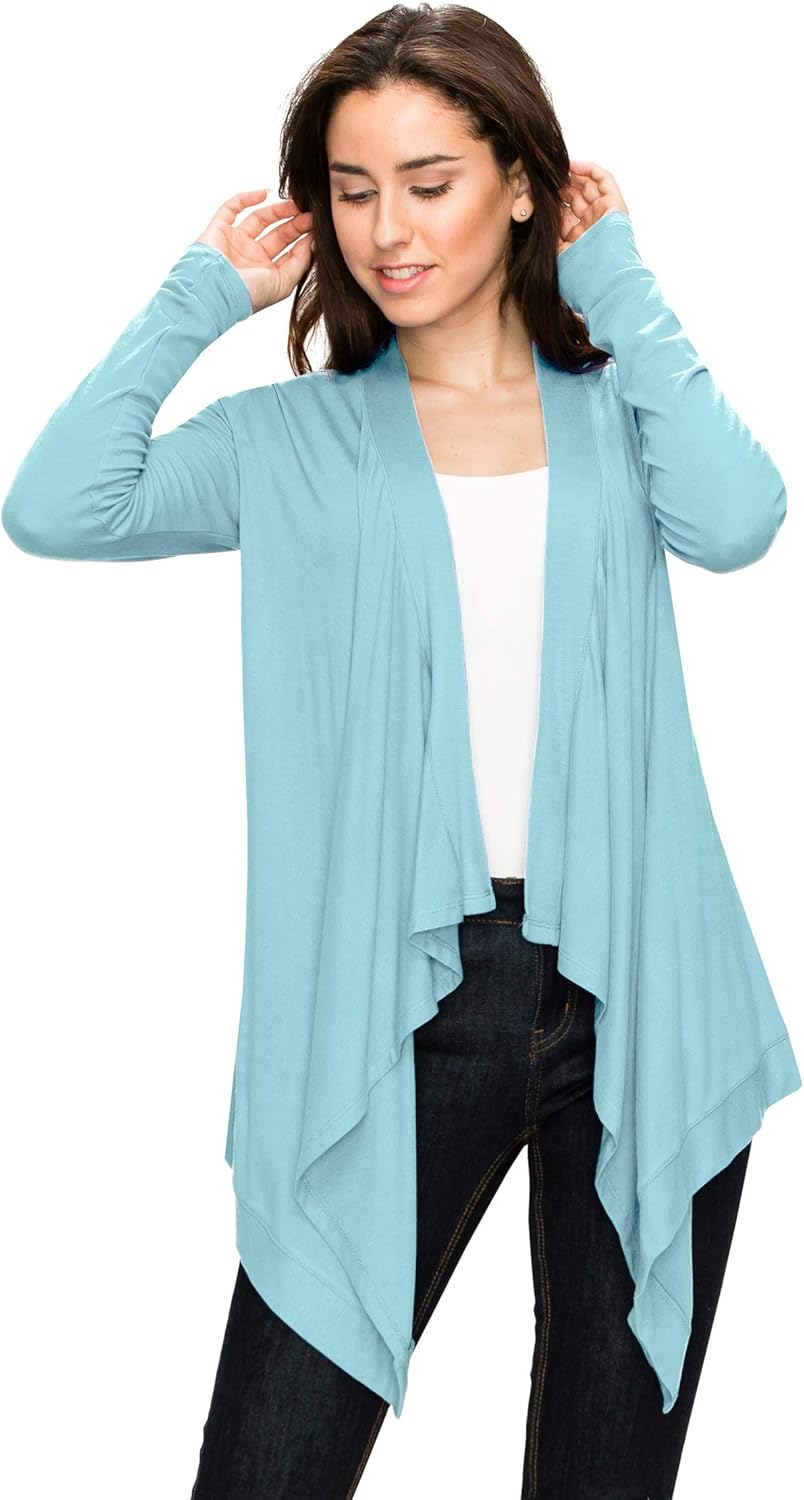 Lock and Love Women's Draped Front Open Asymmetrical Cardigan - Casual Long Sleeve Lightweight Duster - Image 5