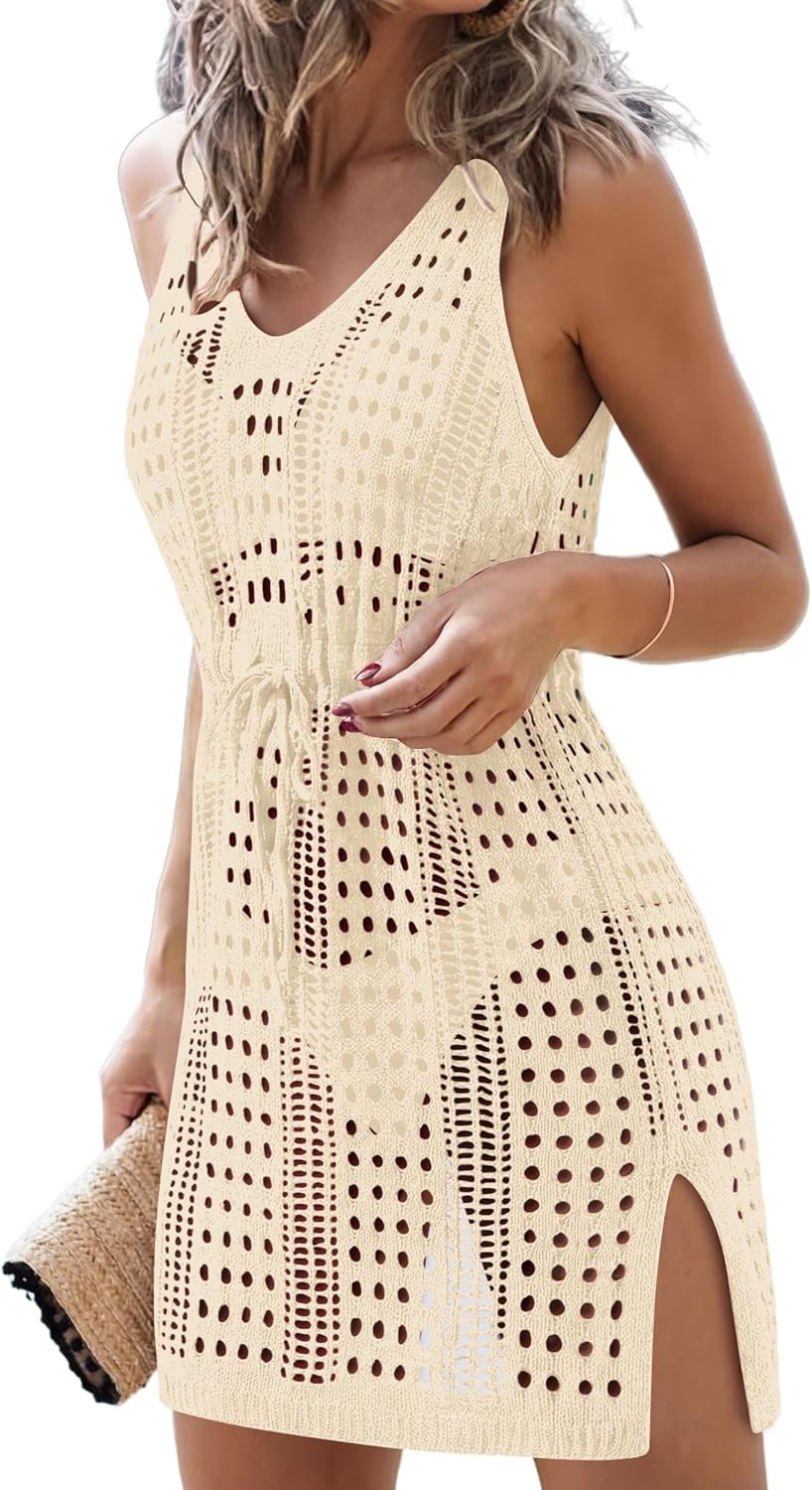 KISSMODA Womens Swimsuit Cover Up Sleeveless Swimwear Knit Beach Dress Coverup Bathing Suit Crochet 2026 Summer Trendy S-XXL