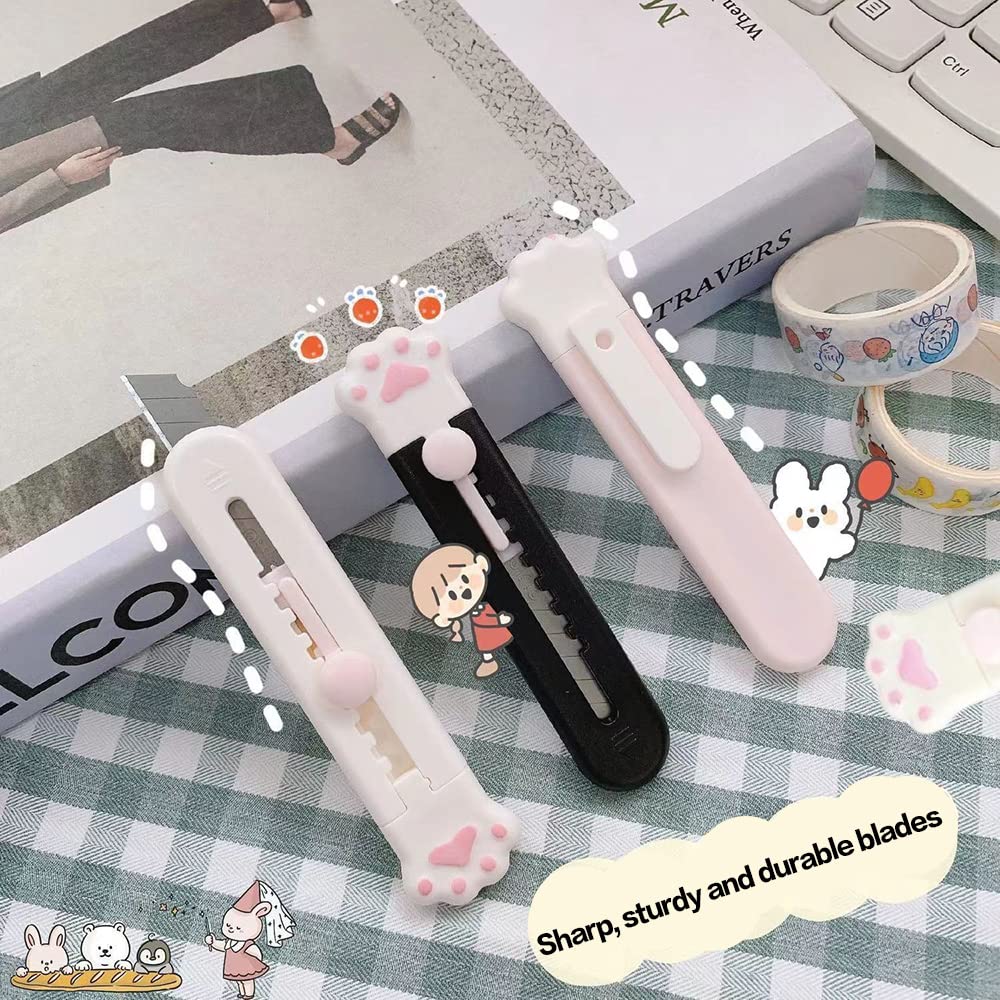 4 Pezzi Mini Taglierino Tascabile, Coltello di Sicurezza, Mini Taglierino Tascabile, Mini Cutter, Coltelli Multiuso, coltello in acciaio legato con foro catena chiave, Retrattile, Antiruggine
