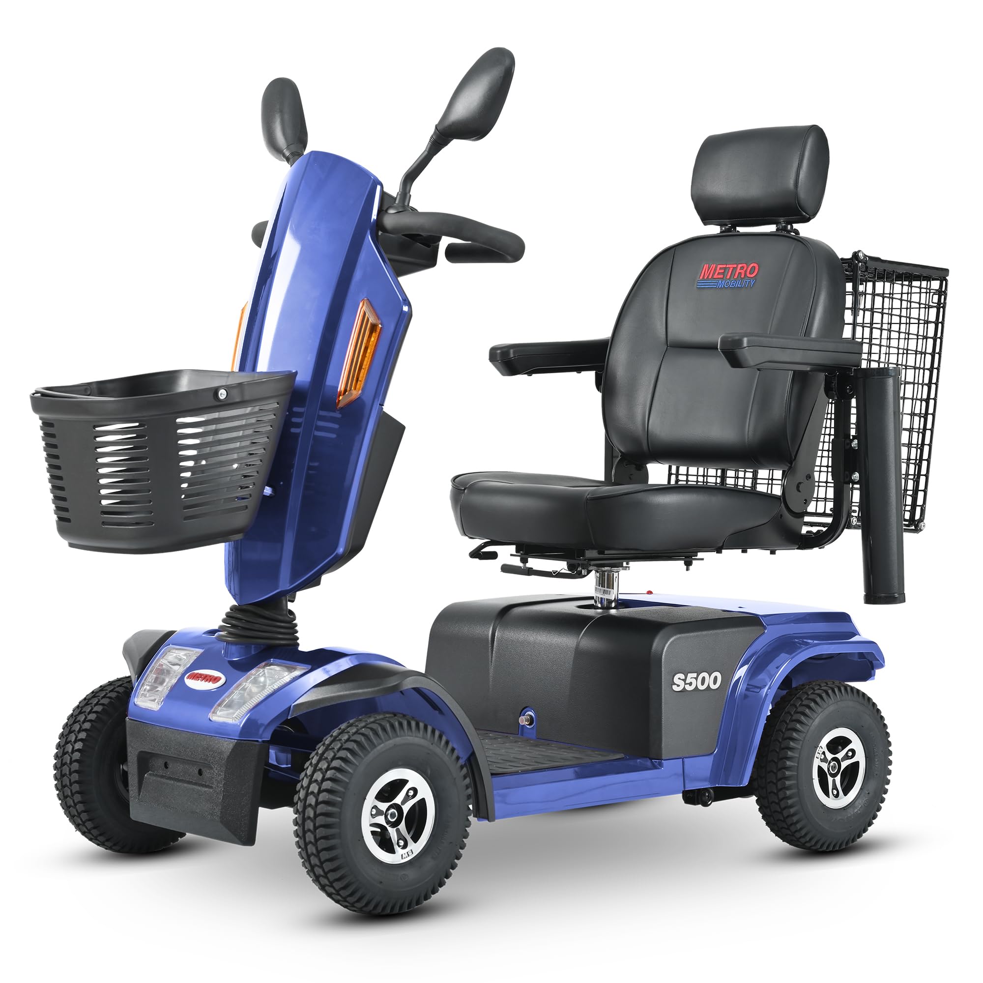 4 Wheel Heavy Duty Mobility Scooter for Adults, Seniors Mobility Scooter, 25Miles Range, Lots of Legroom, with Rearview Mirror and Front & Rear LED Lights, Blue, 350lbs Weight Capacity