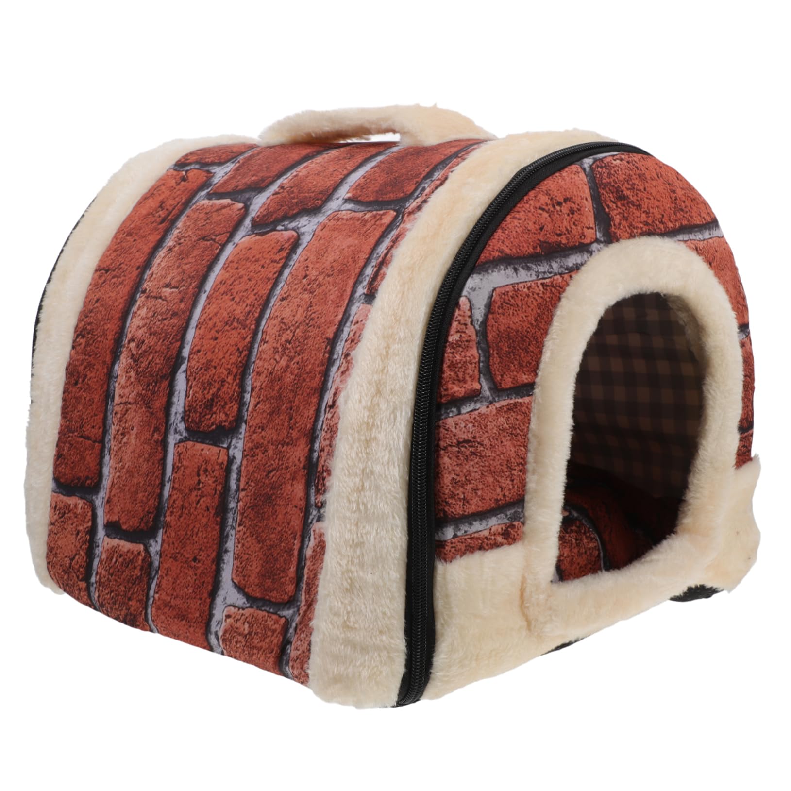 Couchage pour chat stylé BESPORTBLE avec toit amovible et imprimé brique vintage
