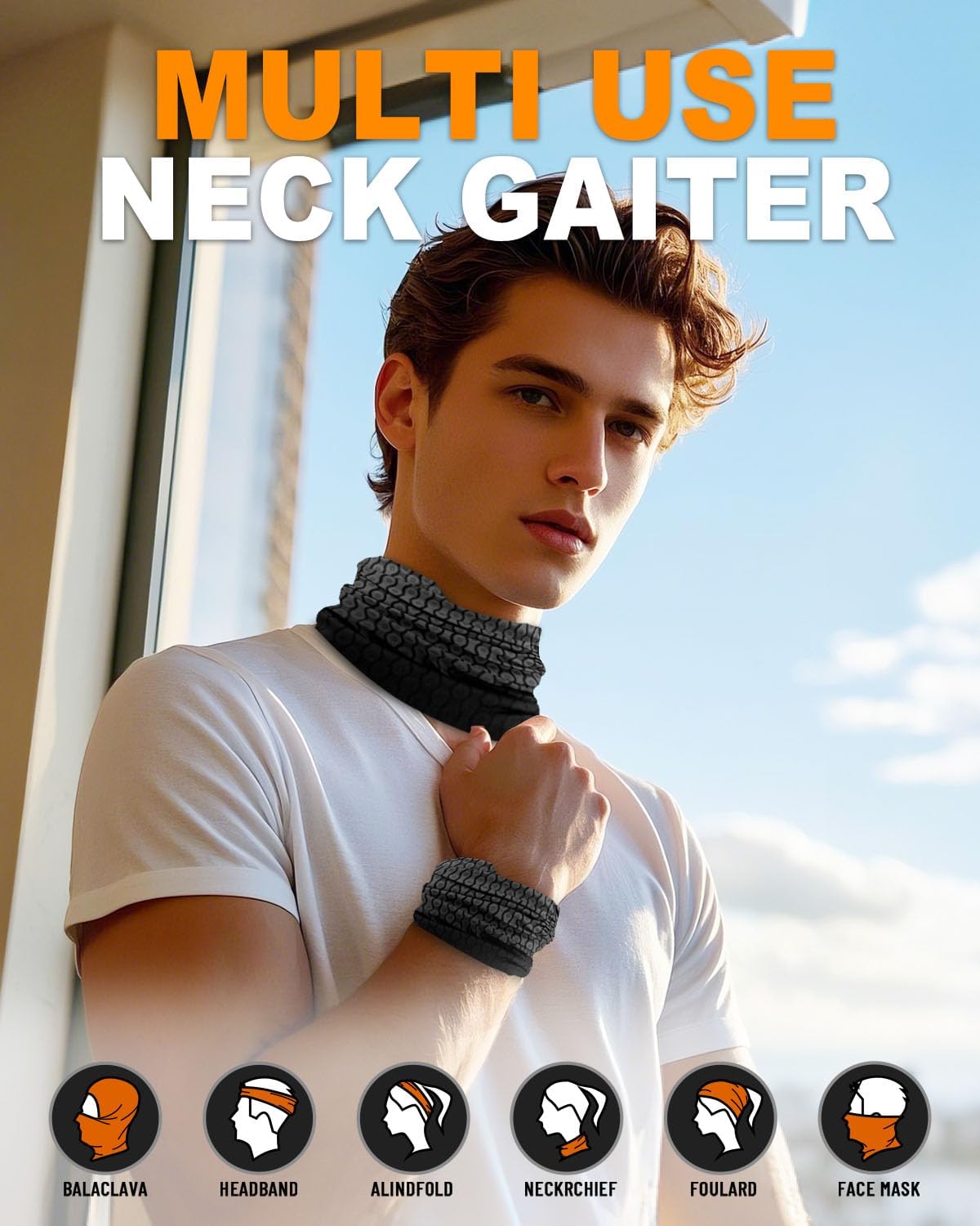 4Pack Neck Gaiter for Men Women Face Cover Mask Head Wrap Balaclava Headwear Bandana Headband Magic Scarf - Image 5