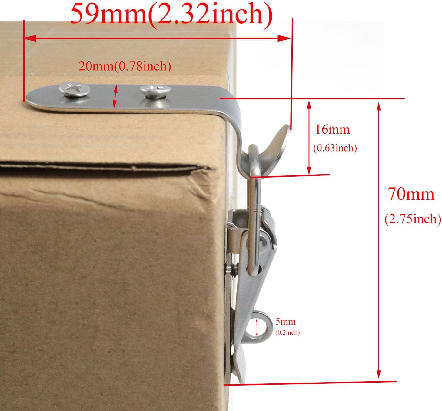 yukata Stainless Steel 90-Degree Latch Tool Box Latch Toggle Latch Hasp Latch Box Latch Cabinet Latch Hardware Closet Box Cabinet Trunk Trailer Toolbox Door Hood Latch 2PCS