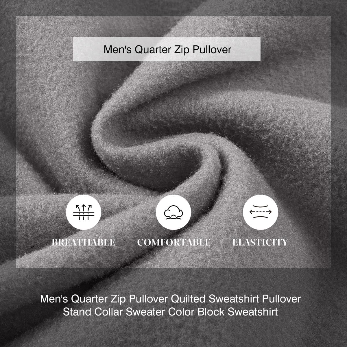 Men's Mock Neck Sweatshirts Quarter Zip Quilted Sweater Color Block Long Sleeve Casual Pullover - Image 7