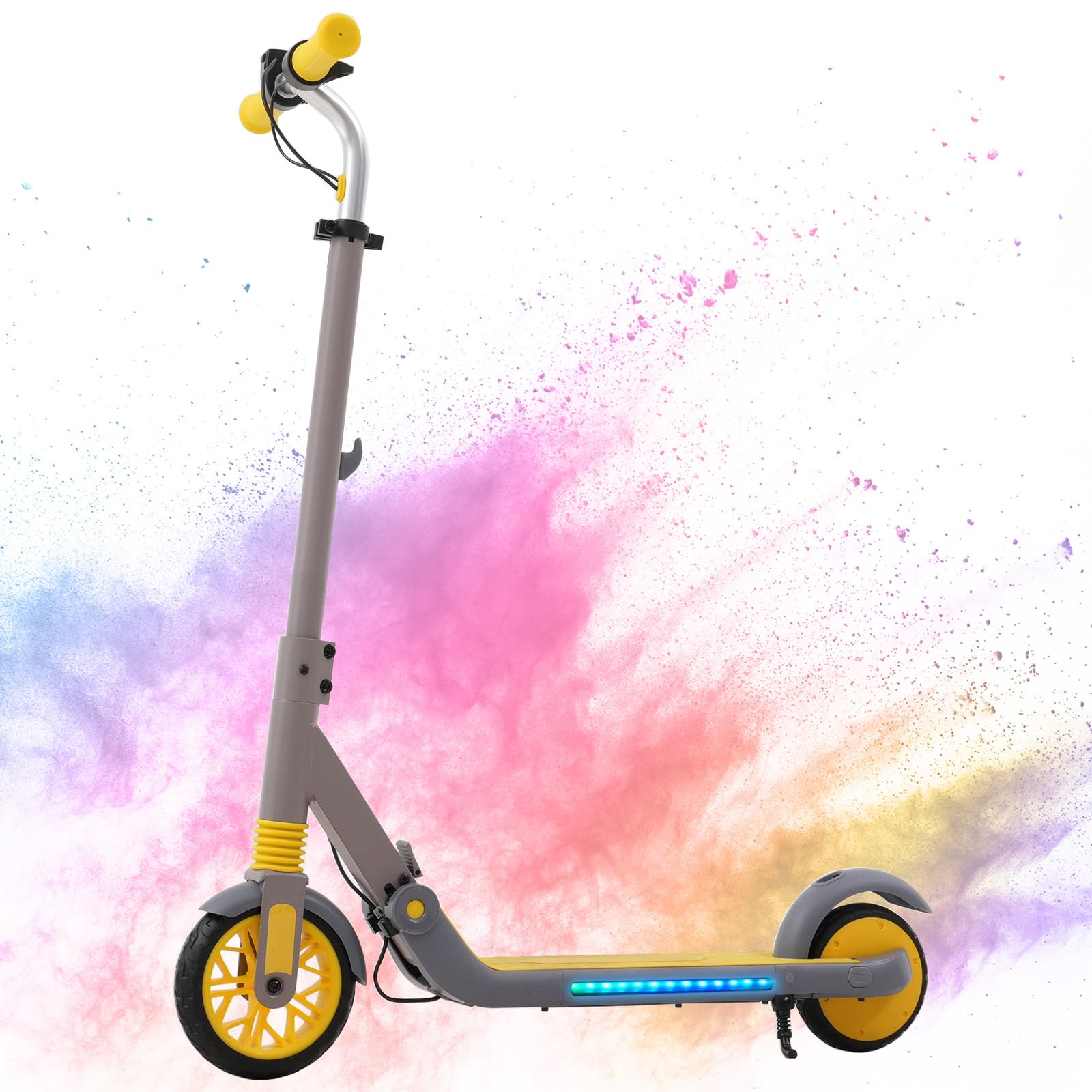 Patinete eléctrico Infantil con 3 velocidades (8/12/16 km/h), Plegable, para niños y niñas de 6 a 12 años, autonomía de 8 km y Luces LED de Colores