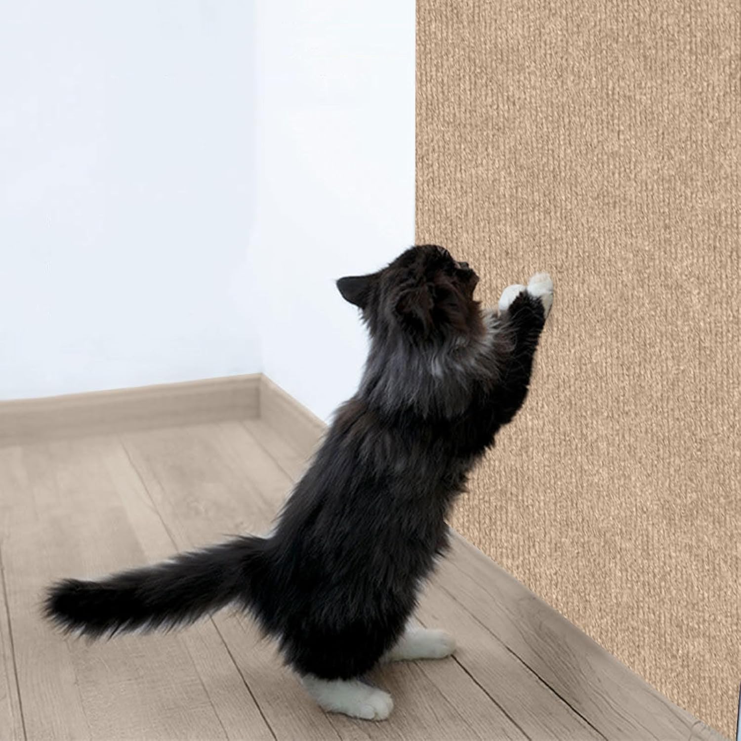 review DIY Climbing Cat Scratcher, Trimmable Self-Adhesive Cat Carpet Mat, Self-Adhesive Carpet Mat Pad Replacement, Cat Scratcher Furniture Protector, Cat Wall Furniture Steps (Beige, 12 * 39 inch)