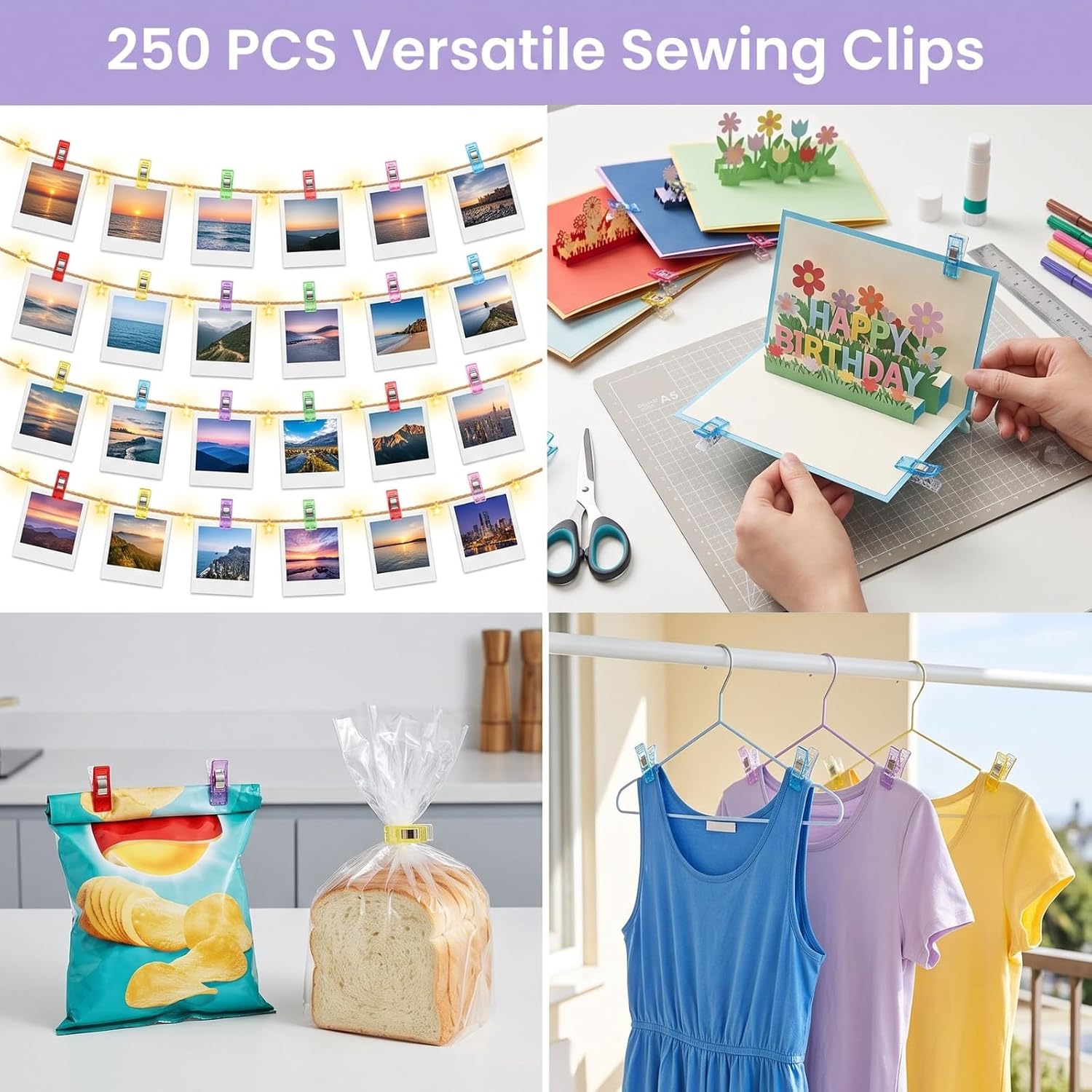250 Pcs Sewing Clips, Plastic Fabric Clips