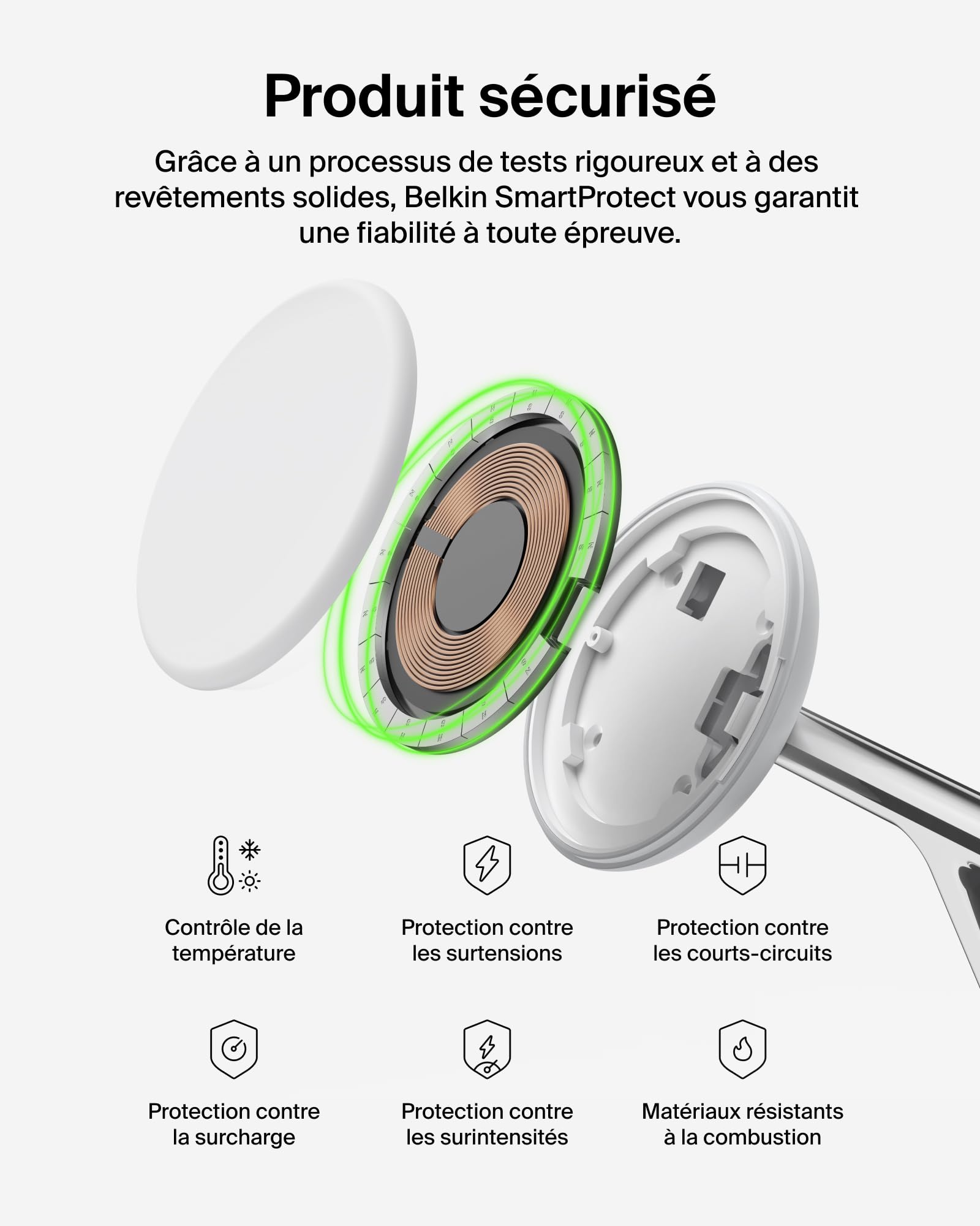 Belkin UltraCharge Station 3-en-1 avec Qi2, 25 W - Blanc | Qi2.2, Chargeur Magnétique Sans Fil MagSafe Pour iPhone, Apple Watch, Écouteurs, Câble USB-C, Adaptateur Secteur 45 W