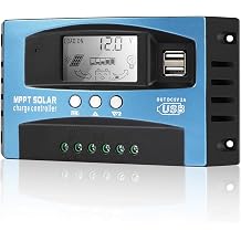 MPPT Solar Charge Controller 30A 12V/24V Auto Solar Panel Intelligent Regulator, Multi-Function Adjustable LCD Display with Dual USB Port Timer Setting Auto Paramete