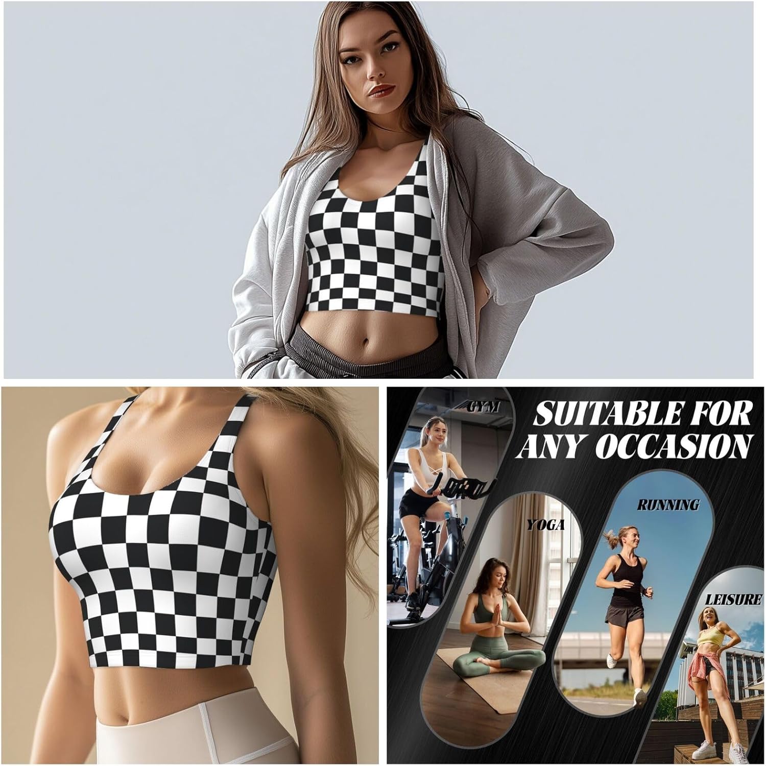 Dujiea Women's Sports Bra with Removable Padding High-Impact Sports Vest, Tank Top for Yoga, Gym, Running - Image 6