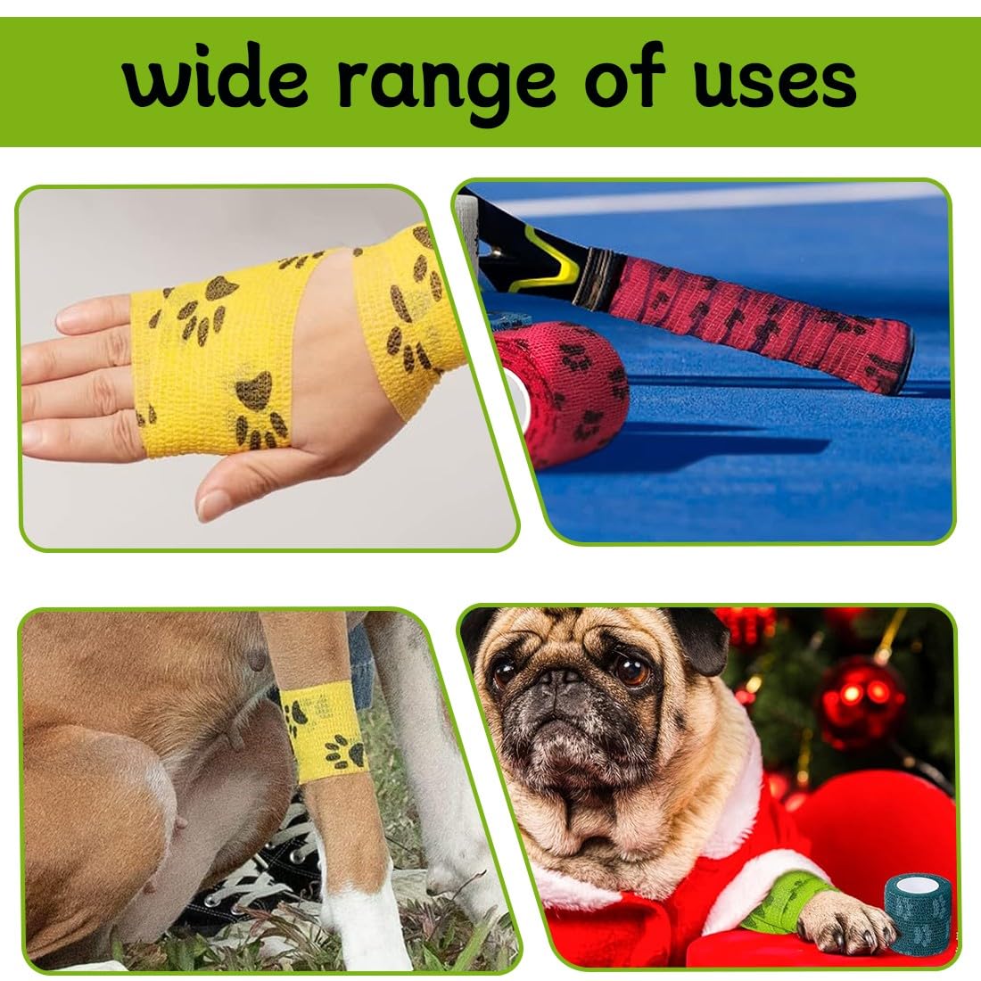 12 Rotoli Pet Vet Wrap Benda Elastica Coesiva 2.5cm x4.5m Bendaggio Adesiva Autoadesiva Benda per Animali Domestici Nastro Bendaggio Sportivo Non Tessuto Fasciatura Coesive Nastro Elastico