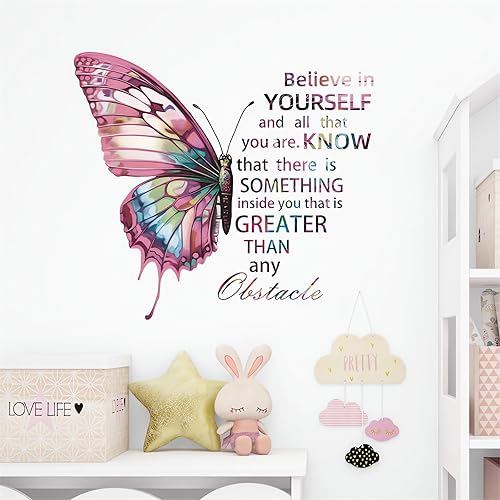 Miniatura 4 de Calcomanías de pared con citas inspiradoras de mariposas coloridas, calcomanías de pared motivacionales sacinora removibles de vinilo para despegar