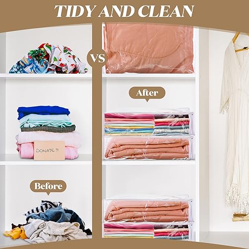 Miniatura 5 de 12 bolsas de almacenamiento de vinilo transparente con cremallera 3 tamaños bolsas de almacenamiento duraderas con cremallera organizador de ropa de