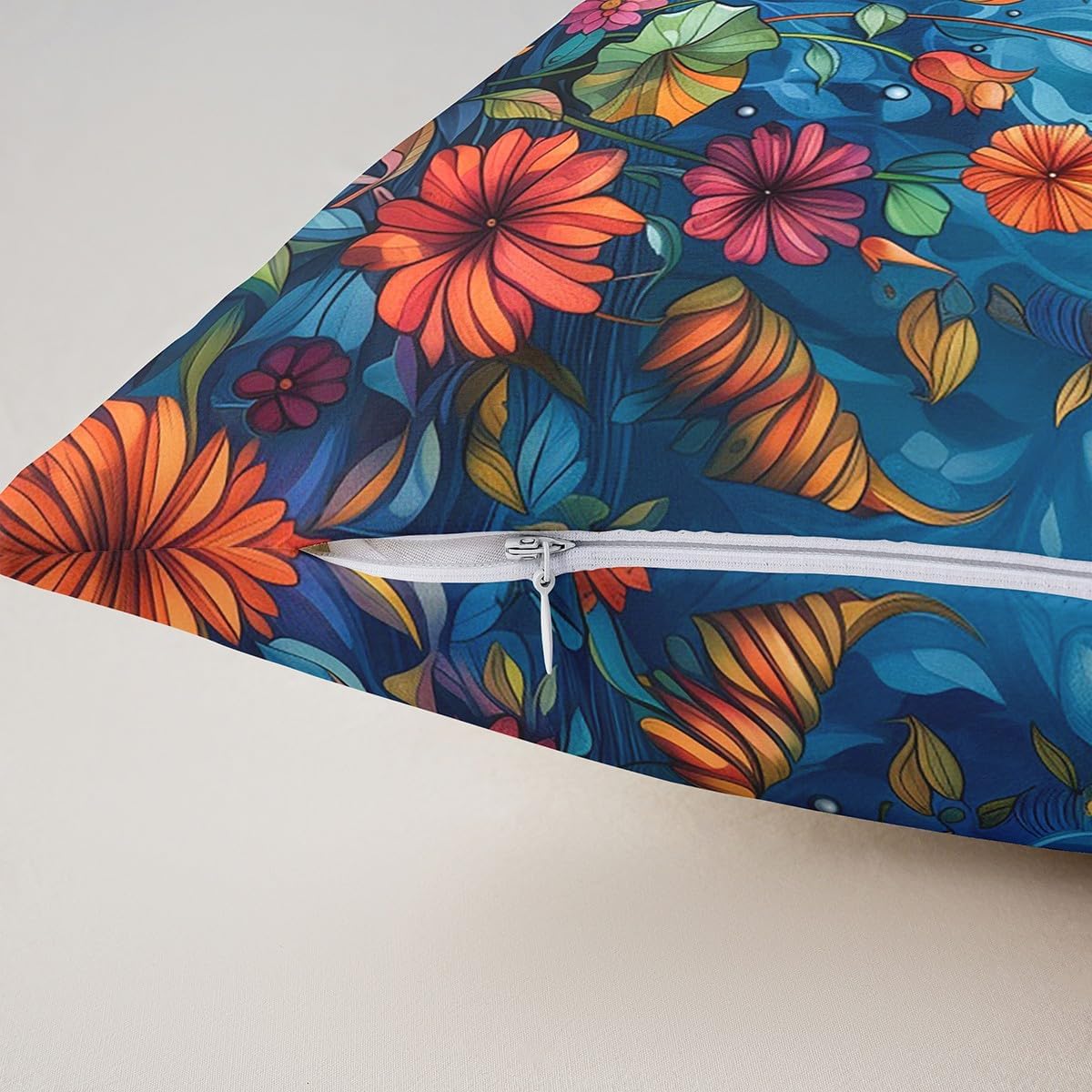 Flowers Rustic Garden Botanical Double Sides Print Pillow Cover for Sofa Couch Chair,Ethnic Elephant Wildlife Animals Throw Pillow Case Cover,Elephant Single Pack Cushion Cover Room Decor,24"x 24"