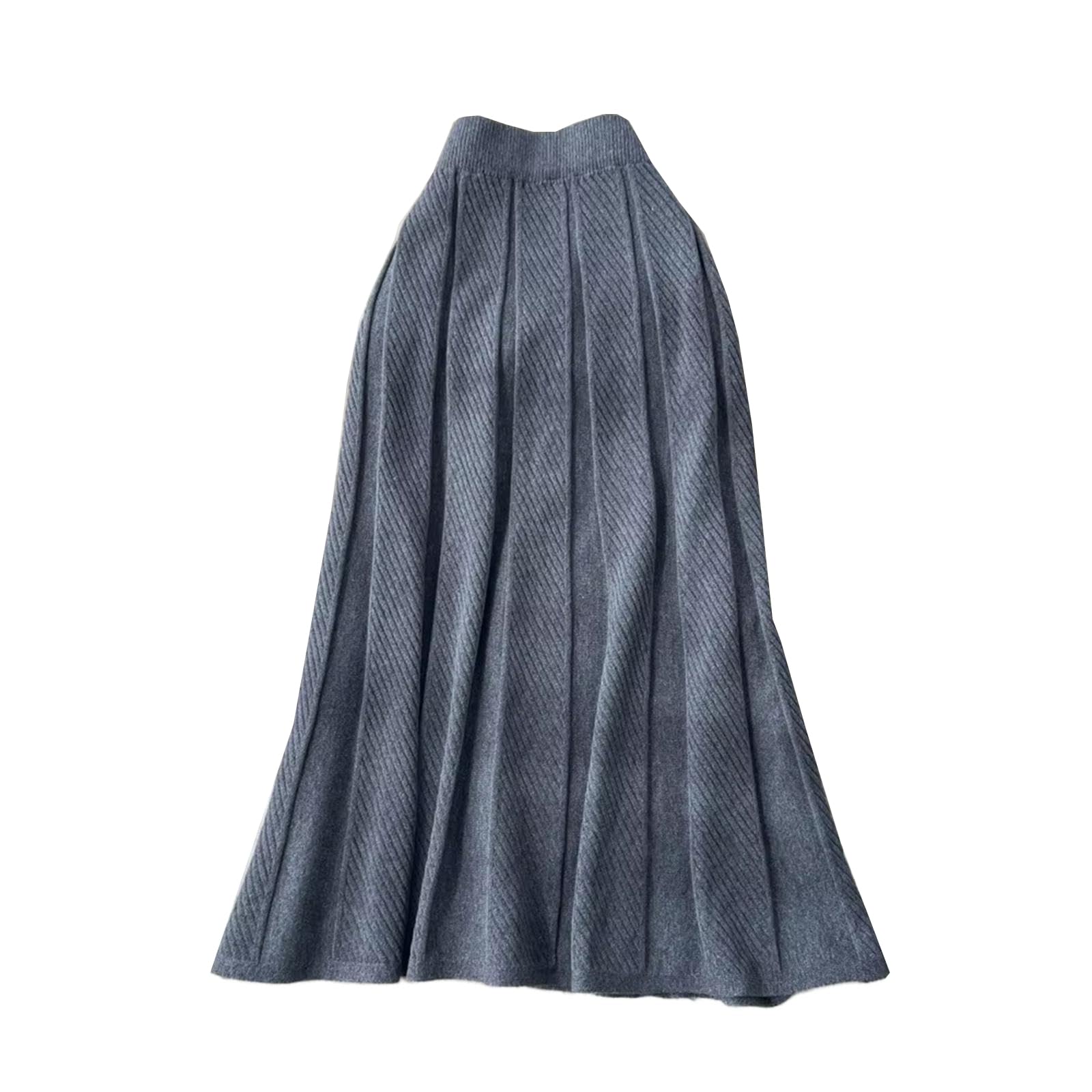 Gonna midi plissettata a vita alta con linea ad A da donna, autunno-inverno