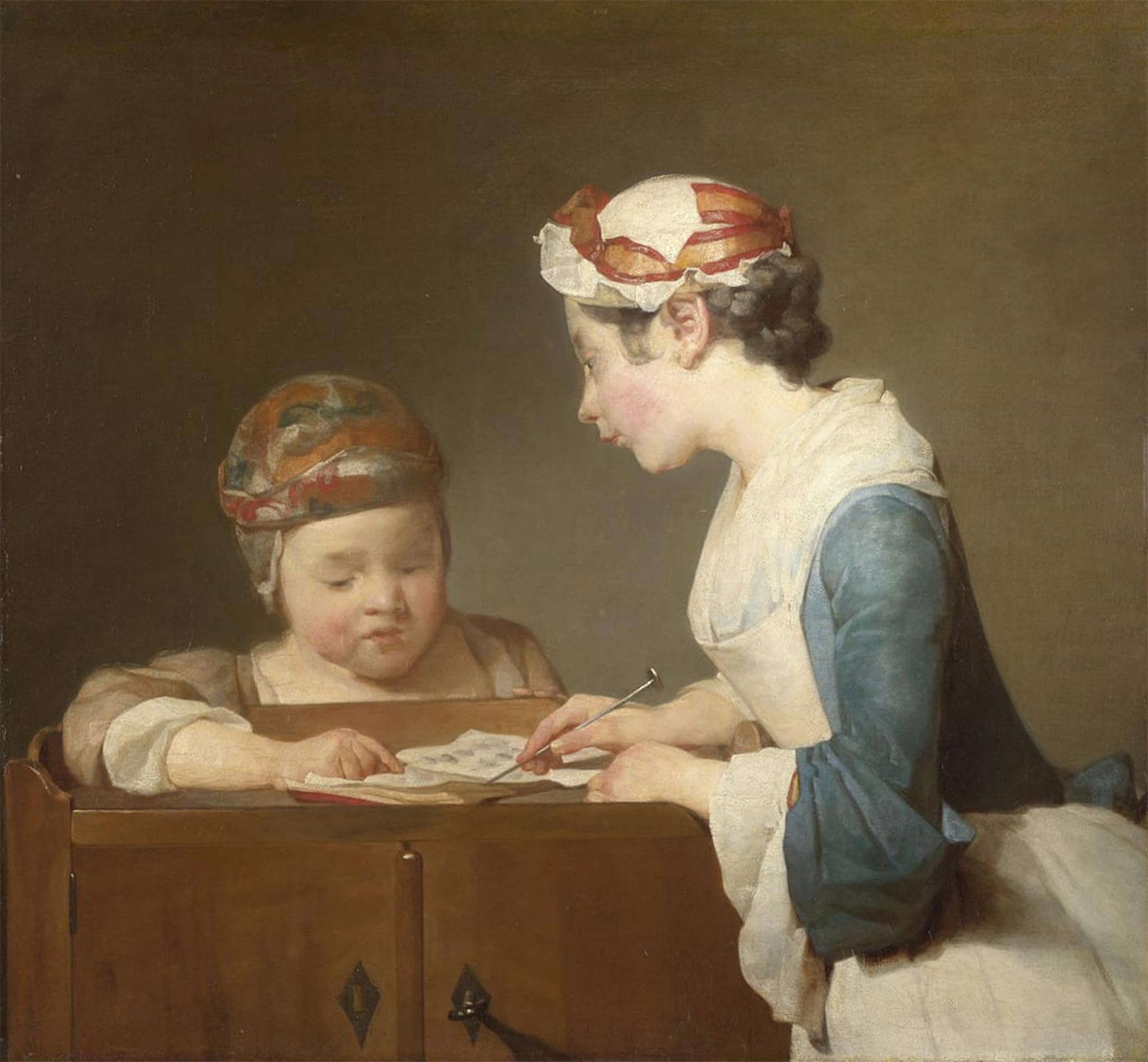 SERENDIPITP Vintage Picture Print on Canvas Wall Art Poster the Young Schoolmistress by Jean Baptiste Simeon Chardin Artwork Print Poster for Wall Decor 60x90cm