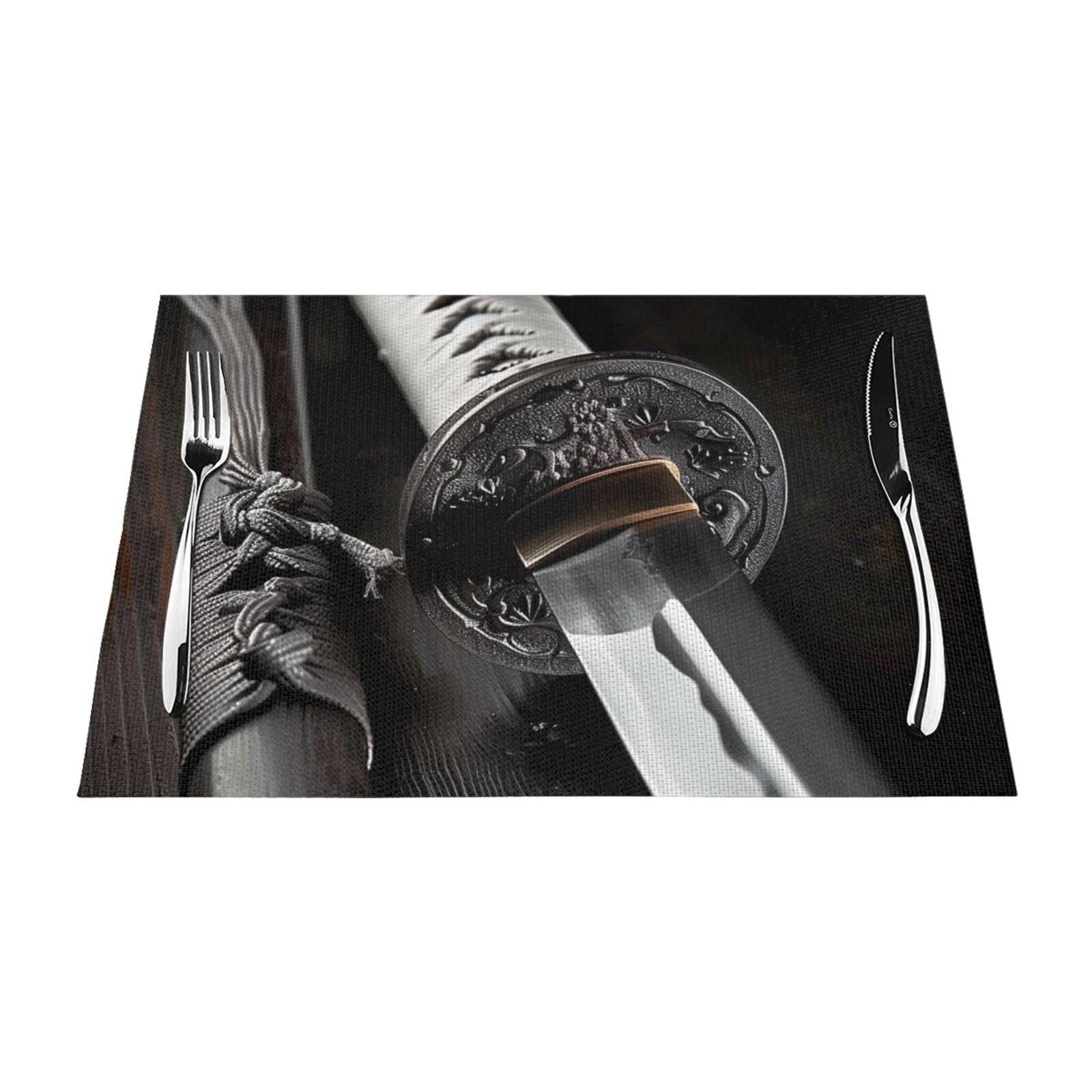 Sets de table samouraï Japon lavables en PVC pour table de cuisine