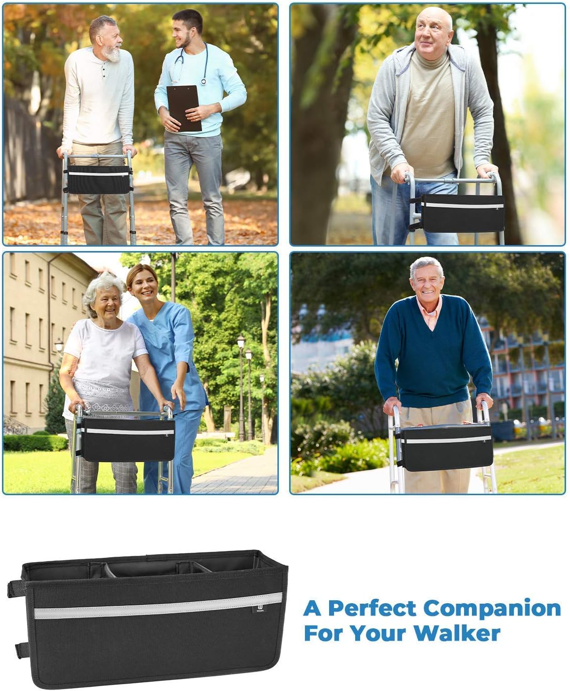 ISSYAUTO Walker Basket, Walker Storage Bag Bundle with 2 Pack Cup Holder : Health & Household