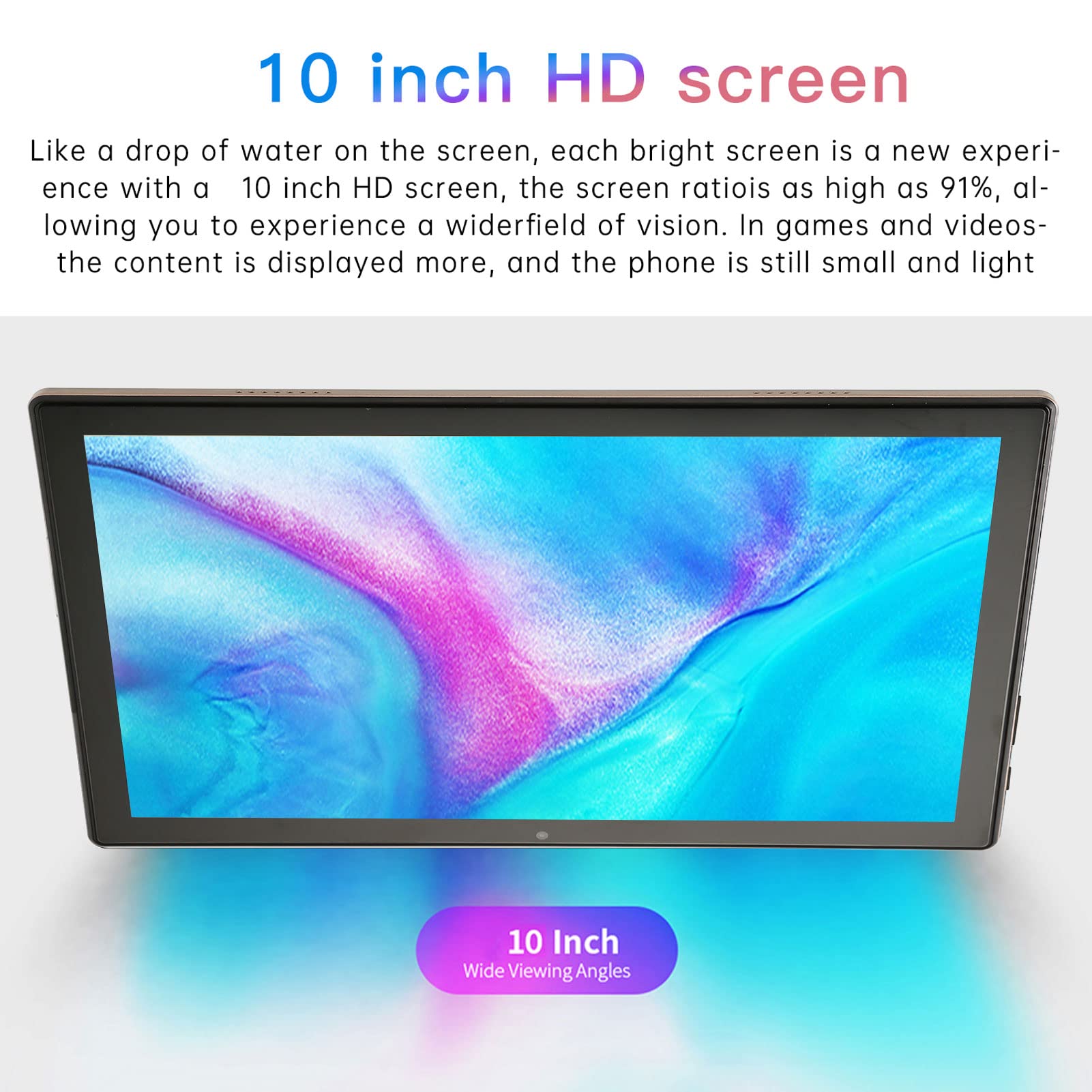 10-calowy tablet dla dzieci, tablety z pamięcią 128 GB, pamięć operacyjna 6 GB, ekran IPS i dwa głośniki, podwójny port ładowania trybie gotowości dla dzieci i seniorów do czytania na tabletac(Gold)