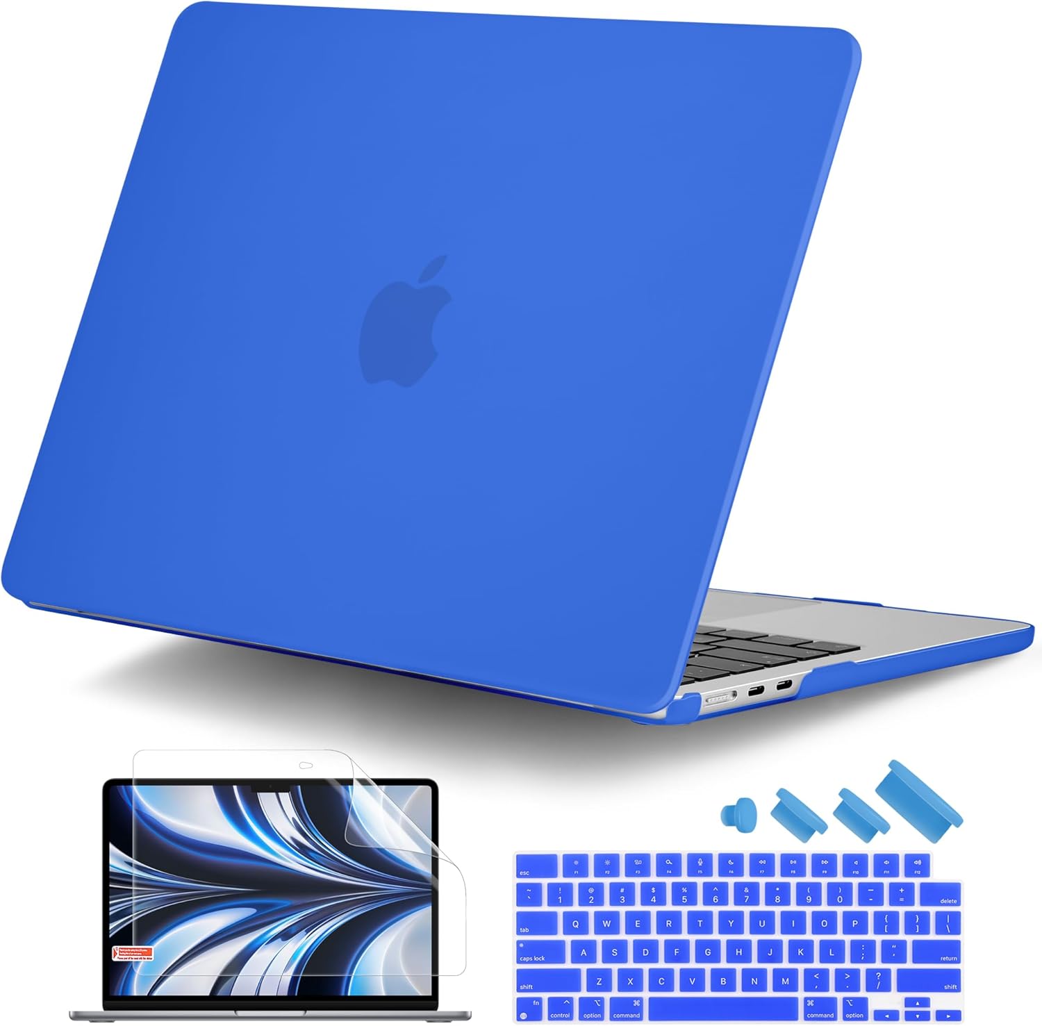 DONGKE Compatible with MacBook Air 13.6 inch Case M4 M3 M2 2025 2024 2023 2022 A3240 A3113 A2681, Plastic Hard Shell & Keyboard Cover for MacBook Air M4 13 inch Case, Matte Dark Blue