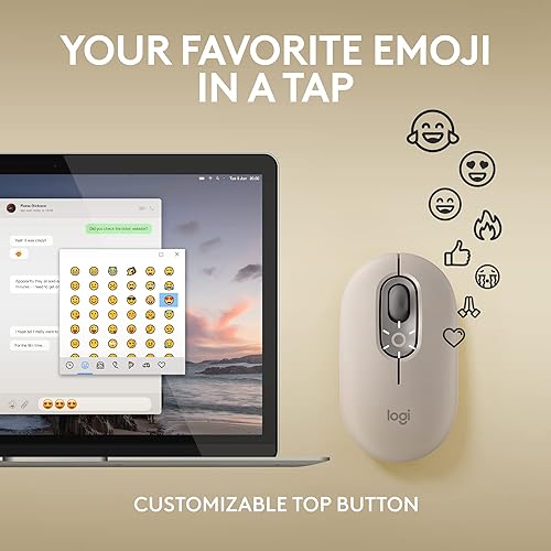 Miniatura 3 de Logitech Ratón POP, mouse inalámbrico con emojis personalizables, tecnología SilentTouch, desplazamiento de precisiónvelocidad, diseño compacto,