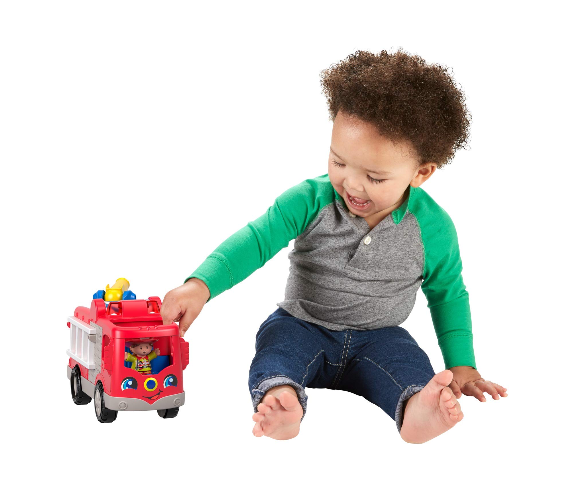 Fisher-Price Little People - Camion dei Pompieri, Playset Veicolo con Luci, Canzoncine e Frasi, Include Due Personaggi, Una Scala Ed Elementi Girevoli, Giocattolo per Bambini, 1+ Anni, Fpv32