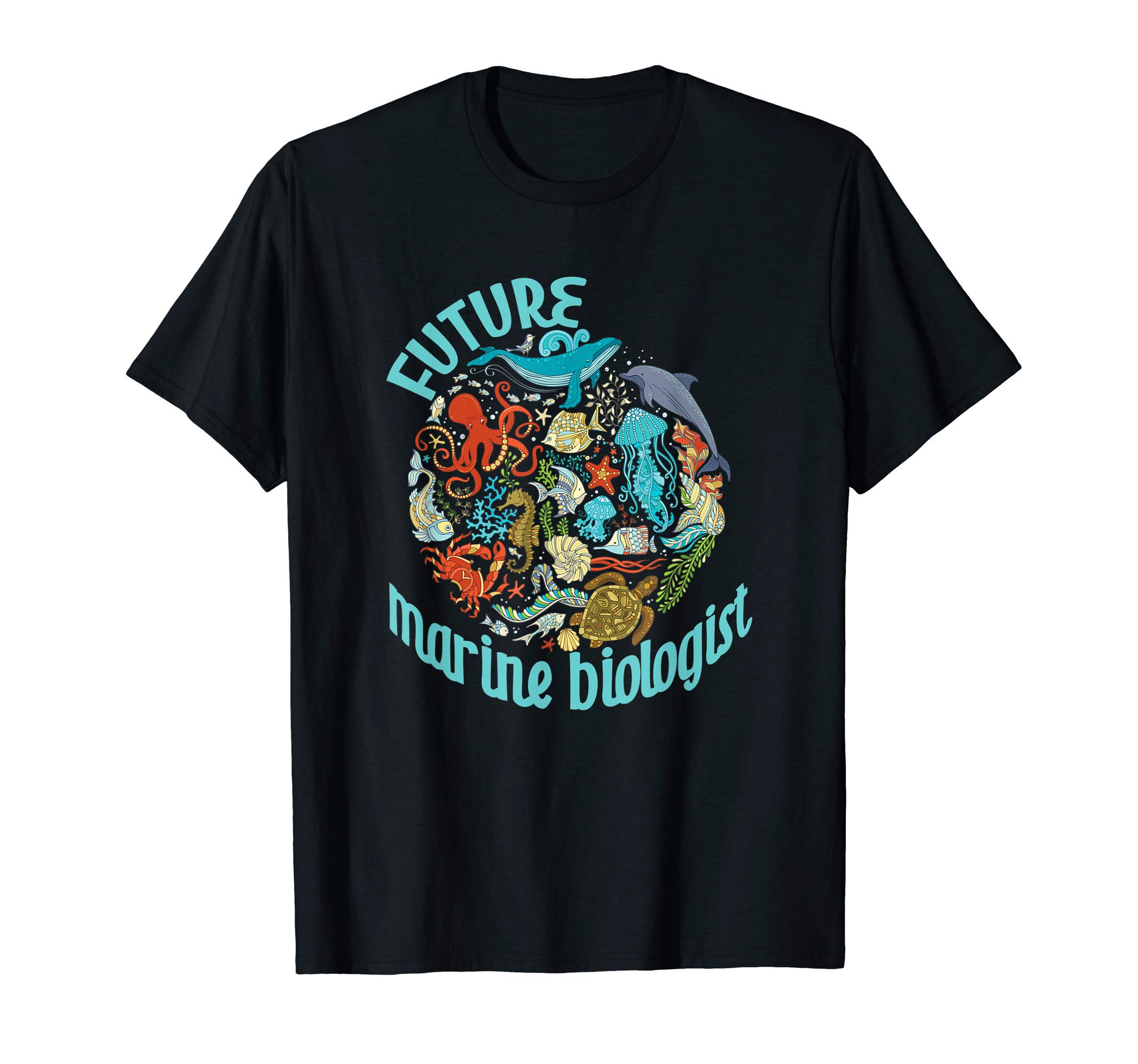 Future Marine Biologist Ocean Life Drawing Whale Octopus T-Shirt