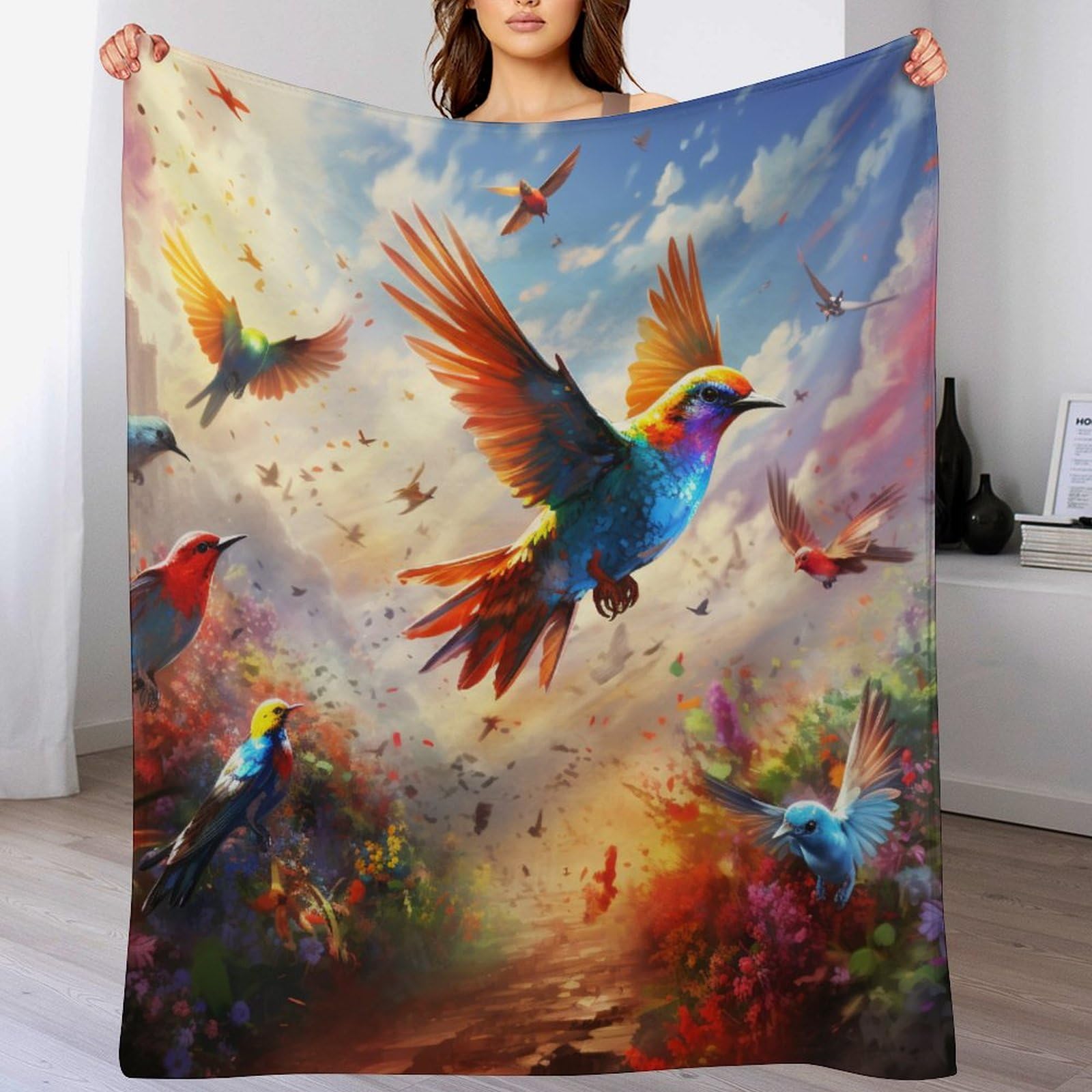 Couverture oiseau mignon 100% flanelle super douce et moelleuse 100x130