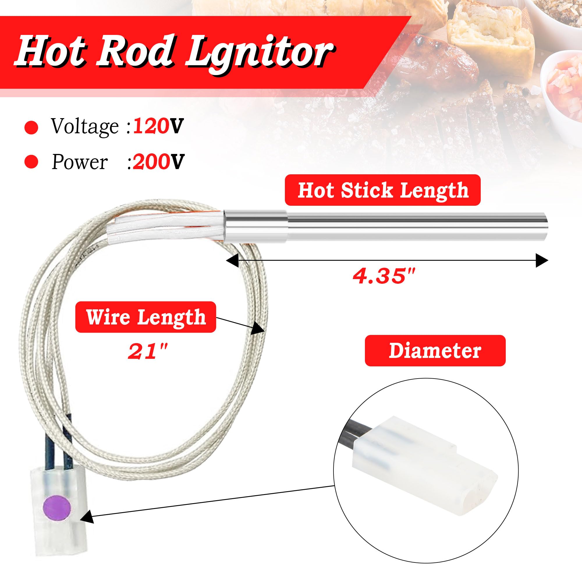 foedo Fire Burn Pot and 2 Hot Rod Ignitor Kit, Heavy Duty Fire Pot and Hot Rod/Grill Igniter with Screws and Fuse, Replacement Parts for Traeger & Pit Boss Wood Pellet Grill Smoker