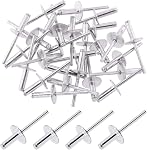 Glarks 135Pcs 3/16" x 3/8'' / 1/2'' / 5/8'' / 3/4'' / 1'' Large Flange Blind Rivets 5 Szie Aluminum Pop Rivets Assortment Set