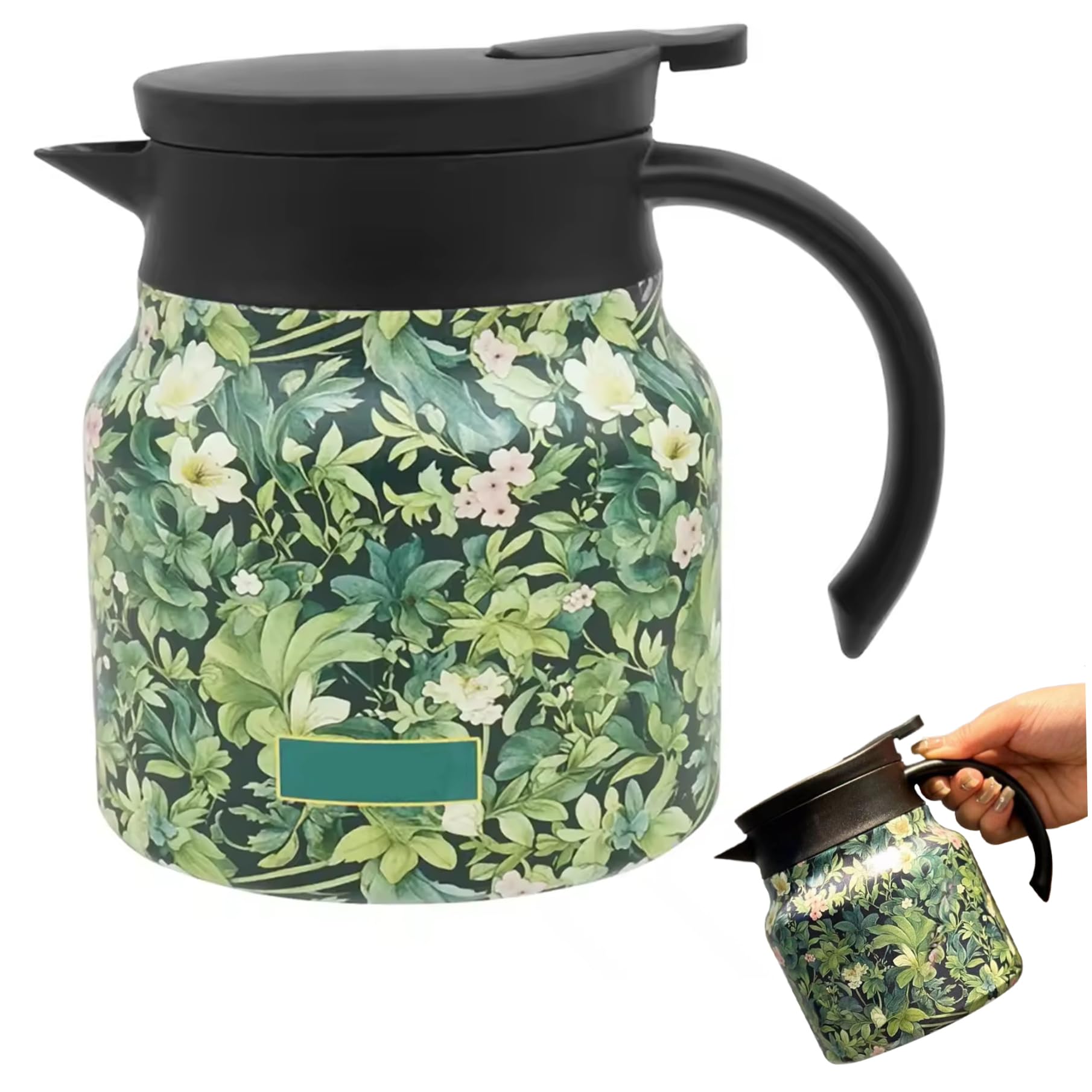 Théière en acier inoxydable 1000 ml isolée avec infuseur amovible et couvercle