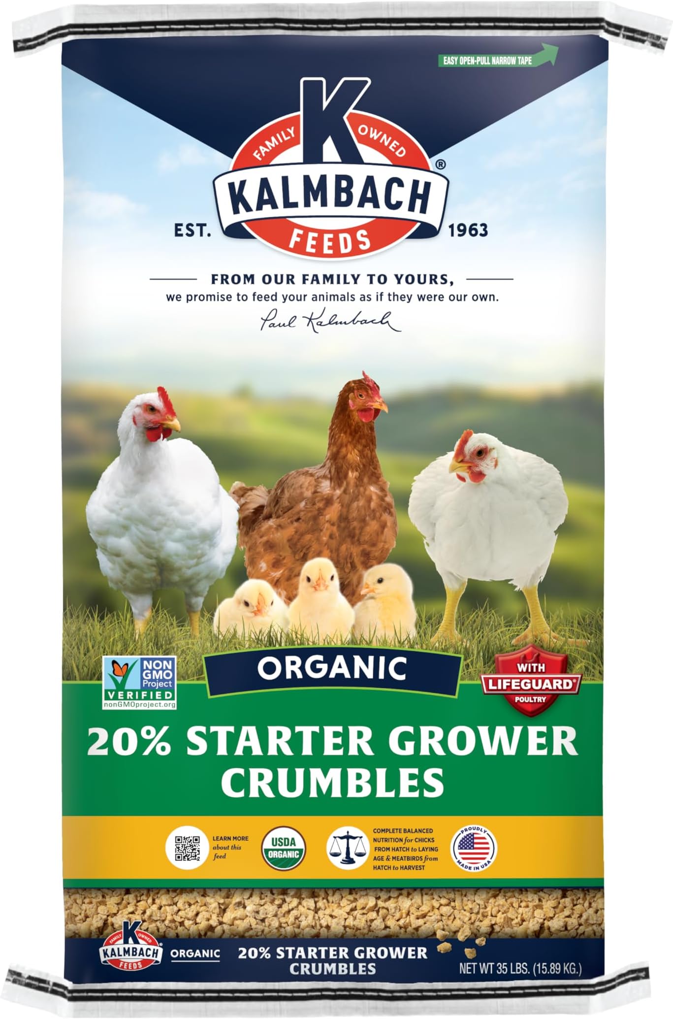 20% Organic Chick and Meatbird Starter Grower Crumble, 35 lb