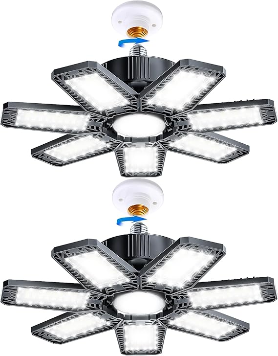 VRTOGTHE LED Garage Light 2 Pack 200W 20000LM Garage Light with 7+1