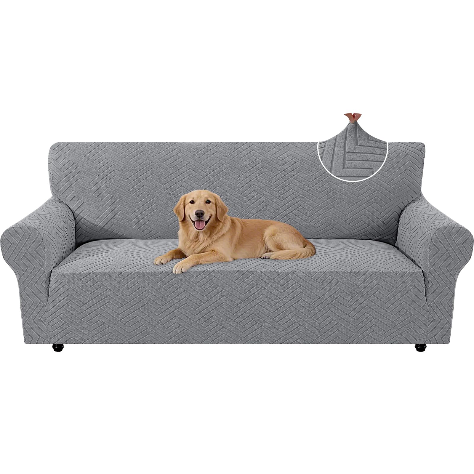 Housse de canapé 3 places extensible universelle moderne gris