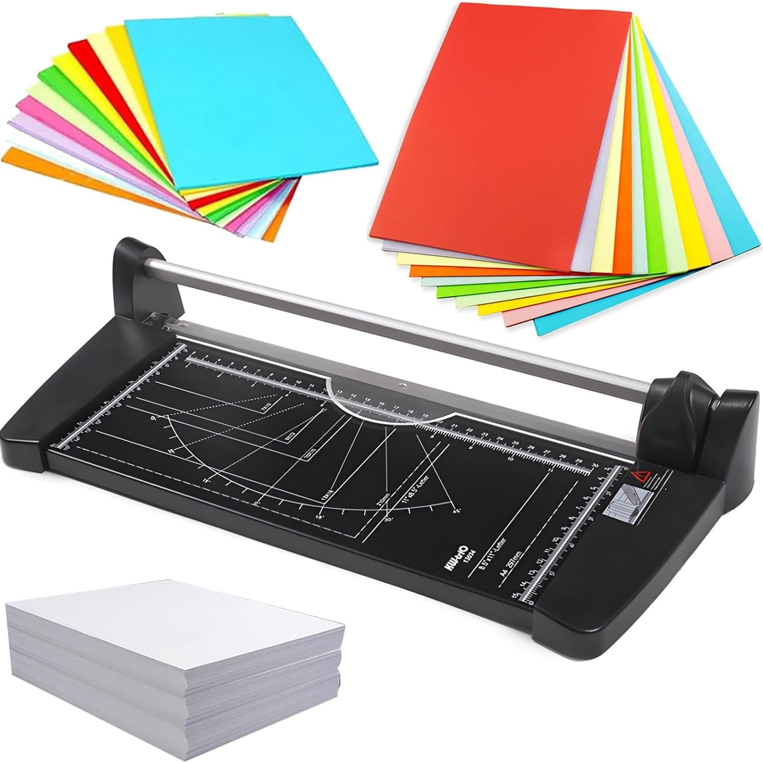 Taglierina manuale a ghigliottina in metallo con linee di scala, taglia fino a 10 fogli, larghezza da 31,8 cm a 60 cm, ideale per carta artigianale, cartoncino, foto, scrapbooking