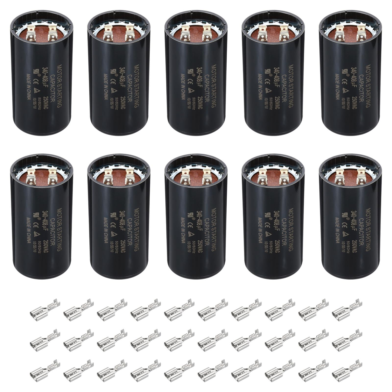 PATIKIL Condensador De Arranque De Motor, 10 Piezas 340-408uF/Mfd 250V 50/60Hz CD60 Condensador De Funcionamiento De Motor Condensador De Redondo Para Arranque Y Funcionamiento, Negro
