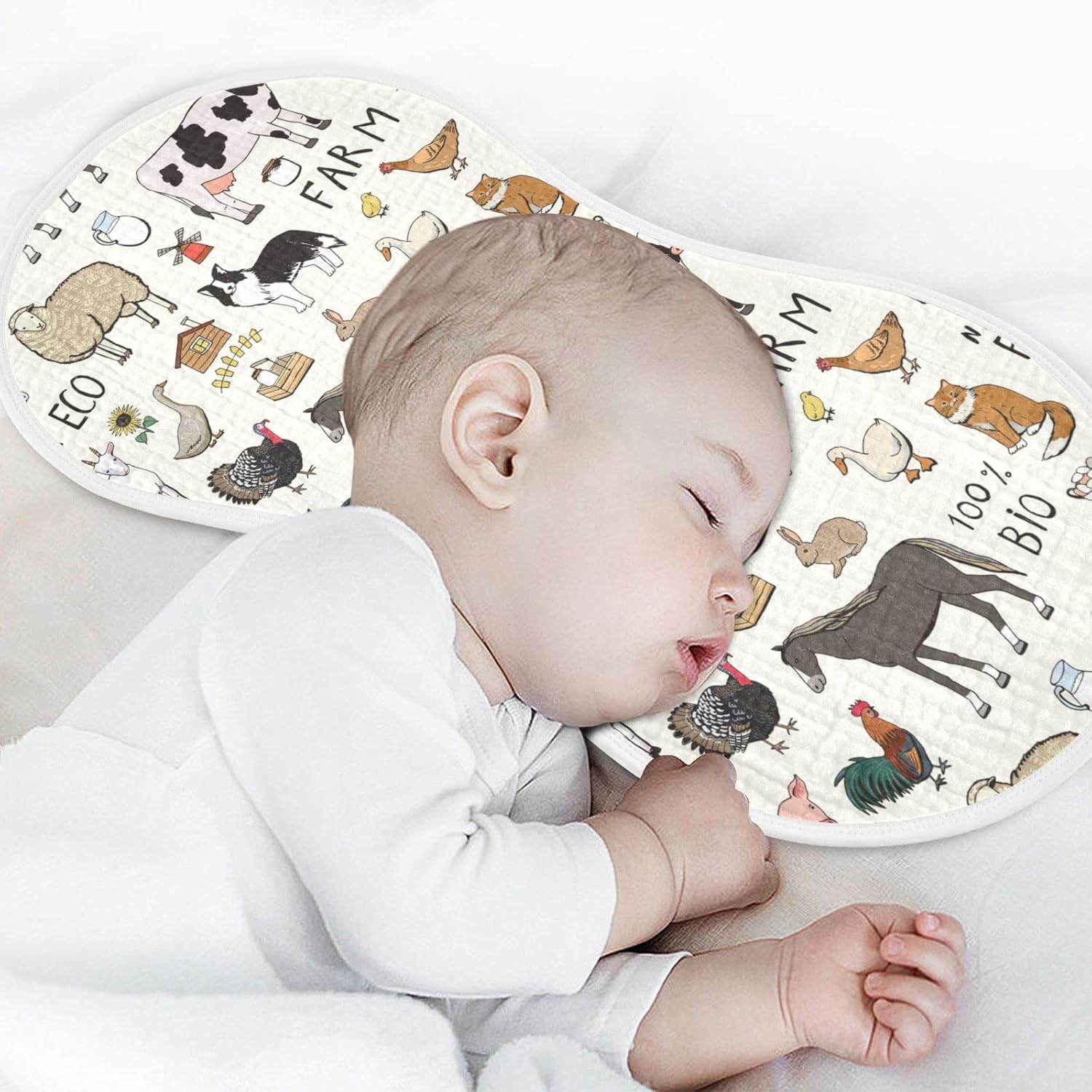 Kigai Farm Animals Muslin Baby Burp Cloths - Super Absorbent and Soft Burping Rags - Cotton Burp Clothes Set for Boys and Girls, 1 Pack - Image 5