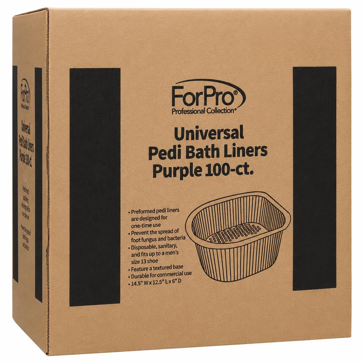 ForPro Universal Disposable Pedi Bath Liners, 50% Thicker Plastic