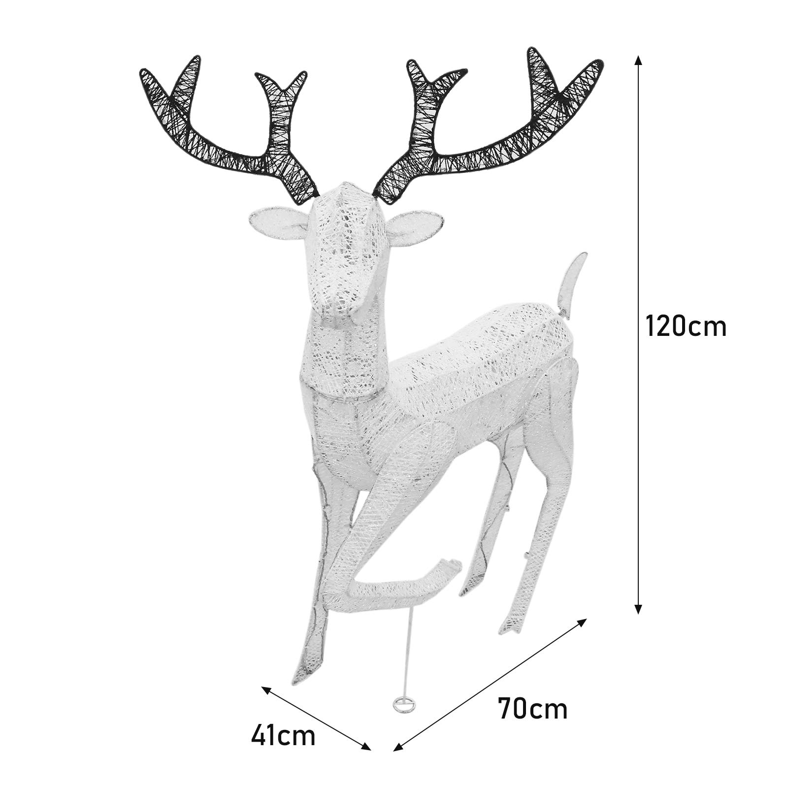 Renna di Natale Luminosa Decorazione da Esterno per la Casa Luci LED Bianco Ghiaccio Figura Luminosa Luci di Natale - Maschio - Bianco