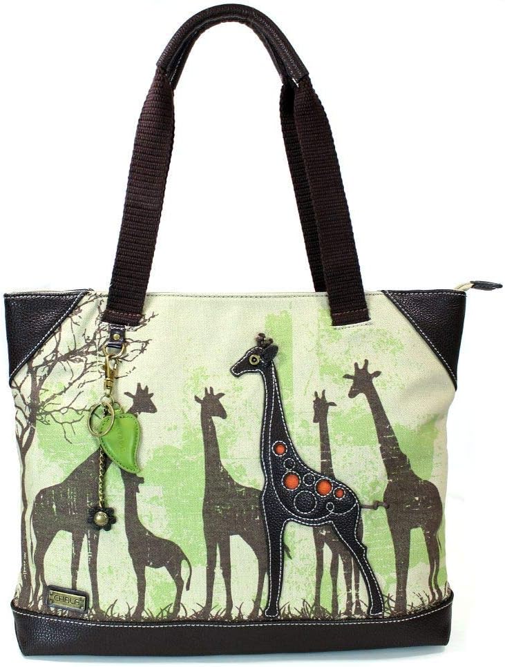 Chala Handbags Safari Giraffe Canvas Tote Purse
