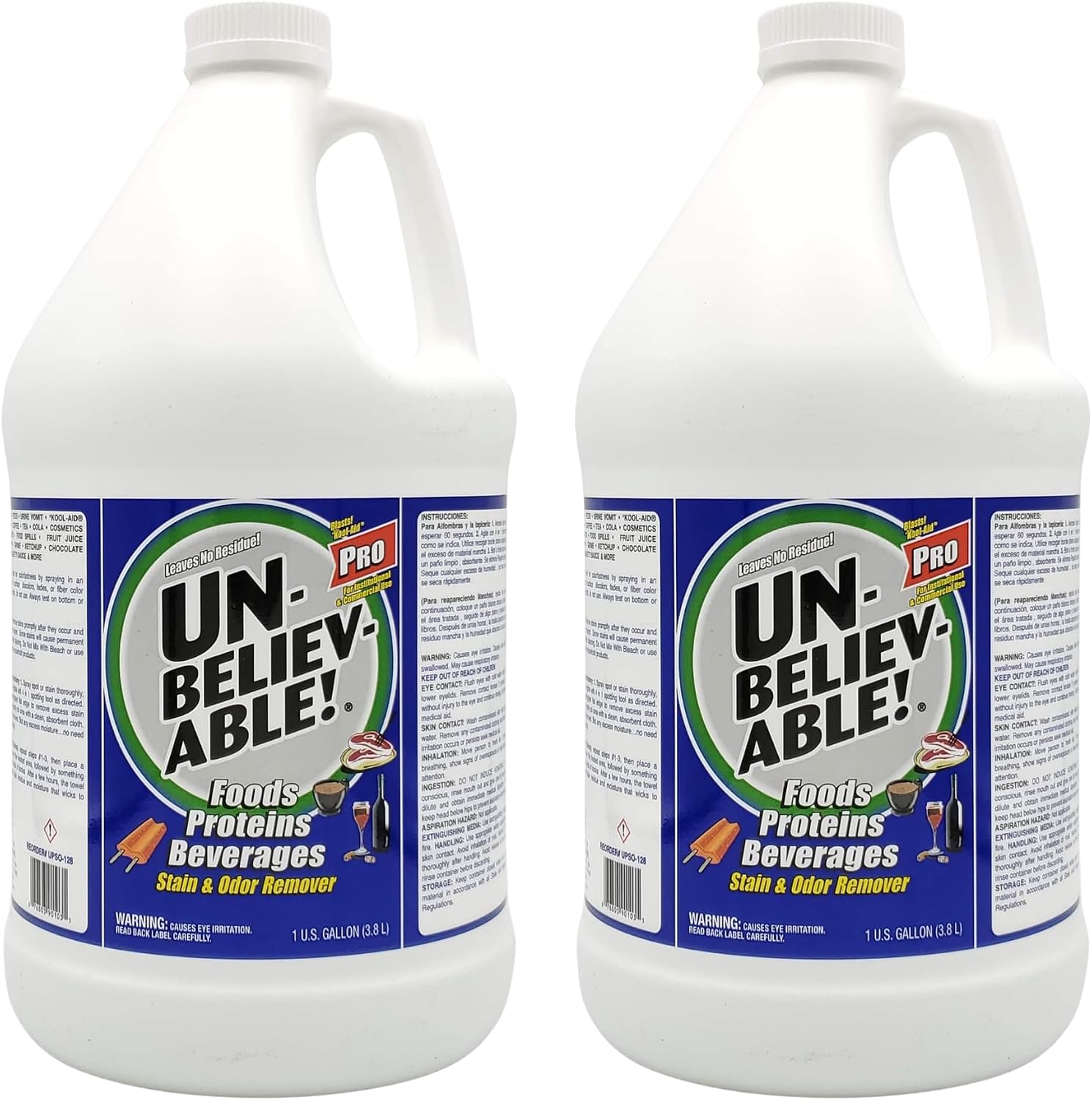 Unbelievable Pro Stain and Odor Remover, 1 Gallon. (Pack of 2)