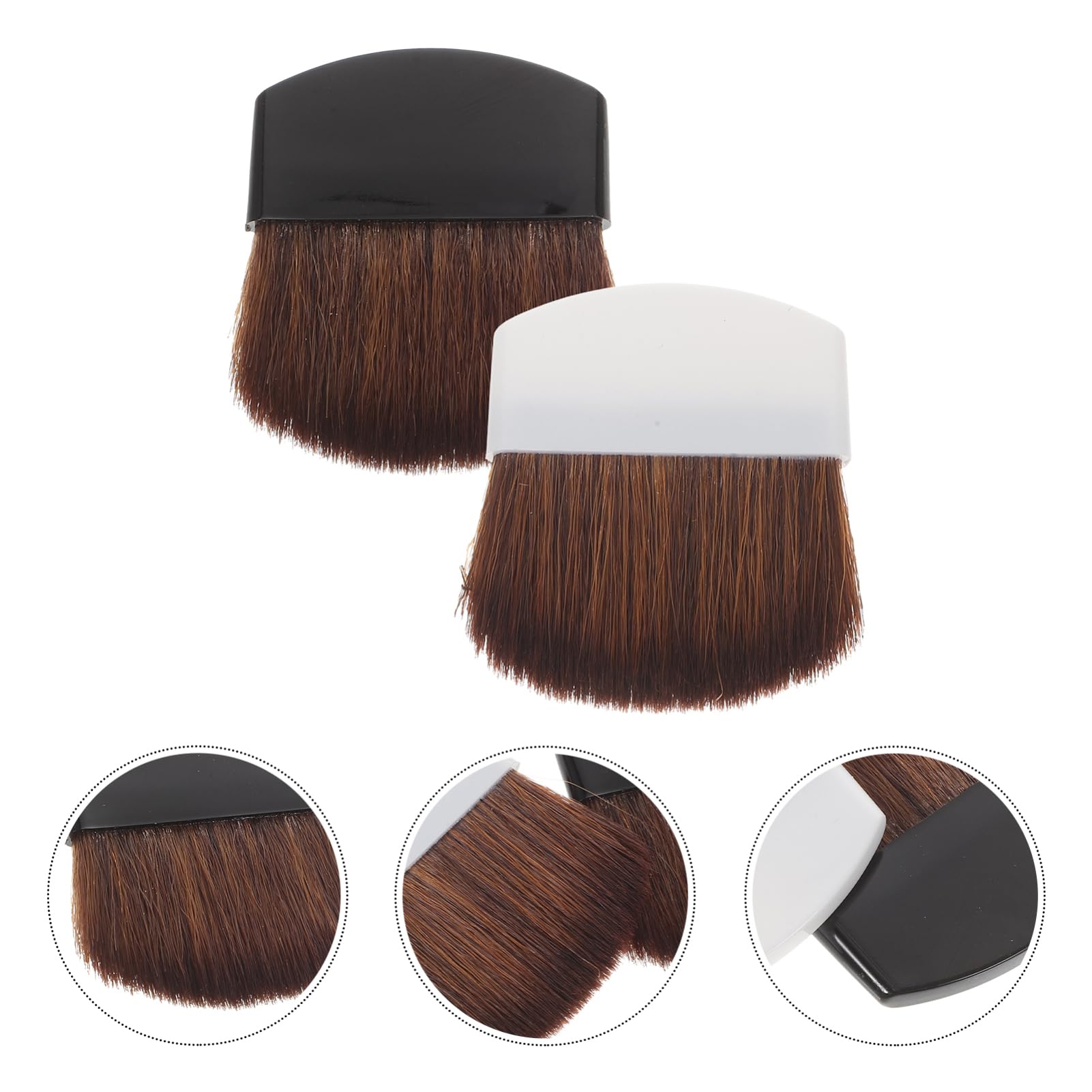 Pennelli per Blush Professionali Portatili 2 Pezzi Setole Dense in Crine di Cavallo, Manico in Plastica Bianco e Nero, per Trucco Viso e Polvere