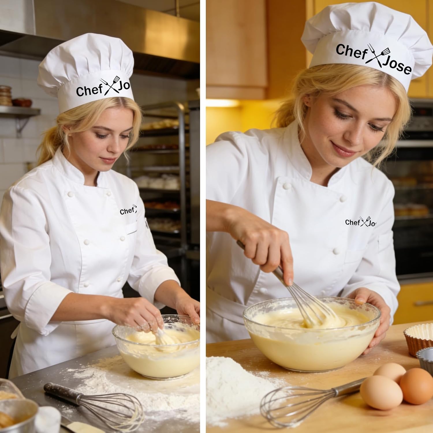 Personalized Chef Hat for Men Women Custom Chef Hats Name Adjustable Elastic Kitchen Cooking Grill BBQ Cap White - Image 5