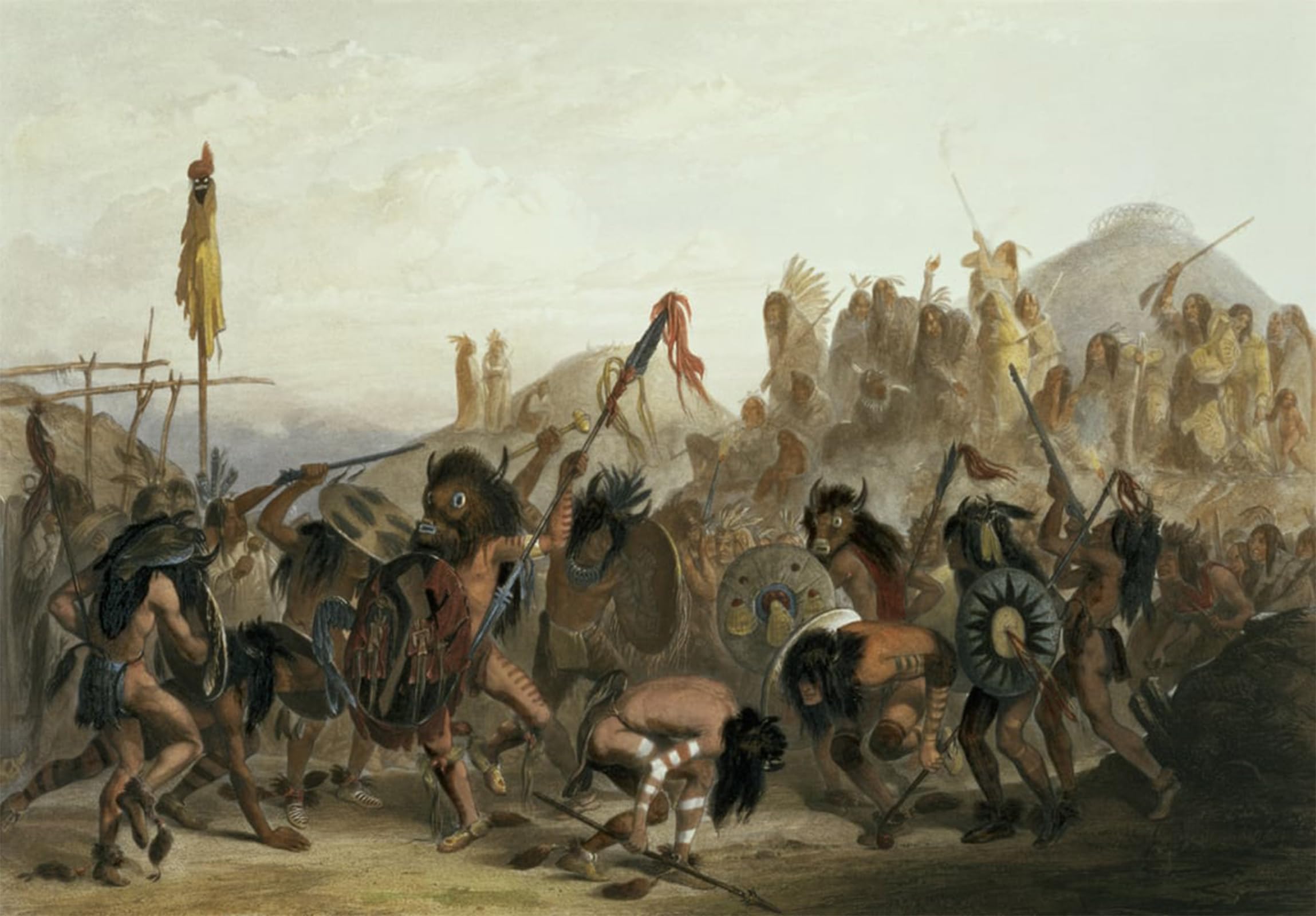 POSTERIIk Famous Animal Posters Vintage Picture Bisondance of the Mandan Indians in Front of Their Medicine Lodge in Mih Tutta Hankush by Karl Bodmer Modern Wall Decor for Home Decor 60x90cm